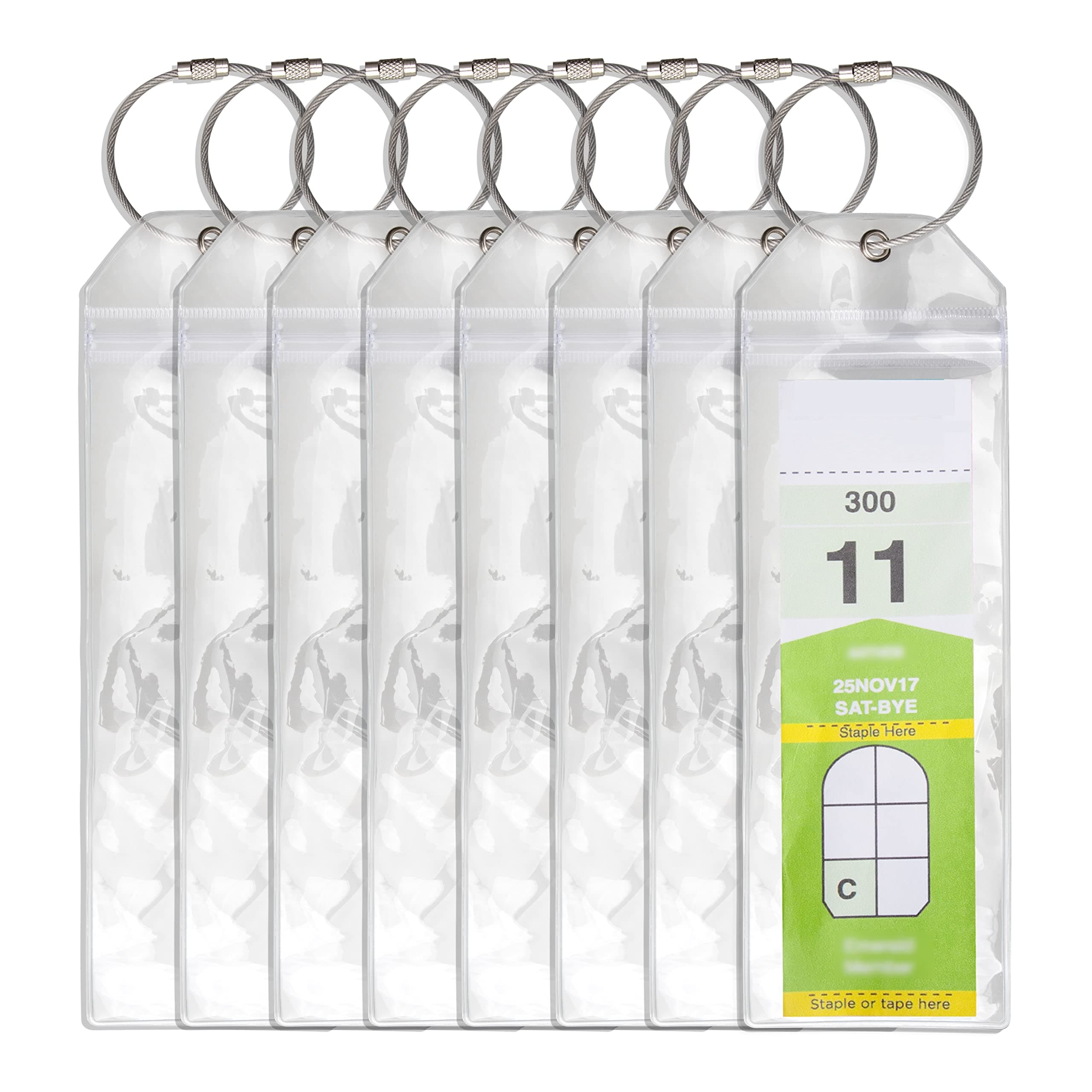 Temlum 8 Pcs Cruise Luggage Tags Holder with Zip Seal & Steel Loops, Waterproof Clear Luggage Tags Cruise Accessories (20 x 6.4cm)