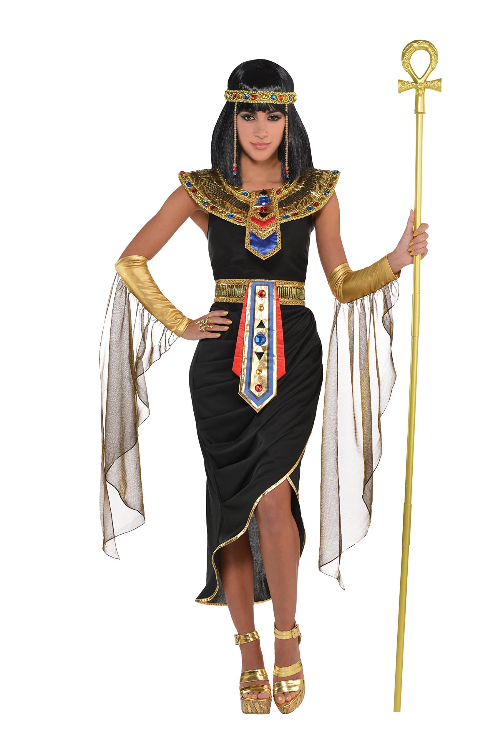 amscan Egyptian Queen Costume with Headpiece for Adults-1 PC, Non Solid Colour