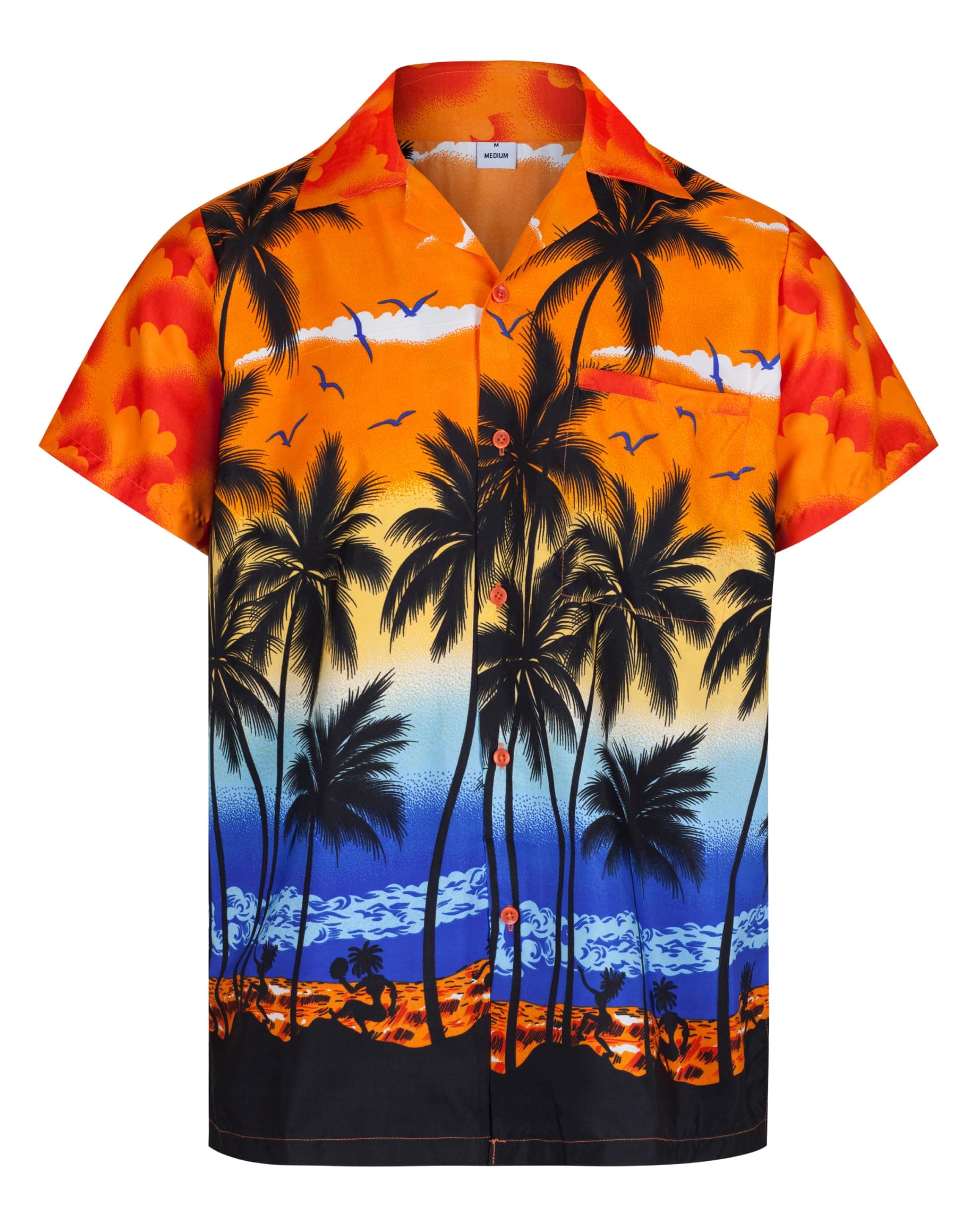 Orange Mens Hawaiian Shirt - Summer Casual Aloha Shirt