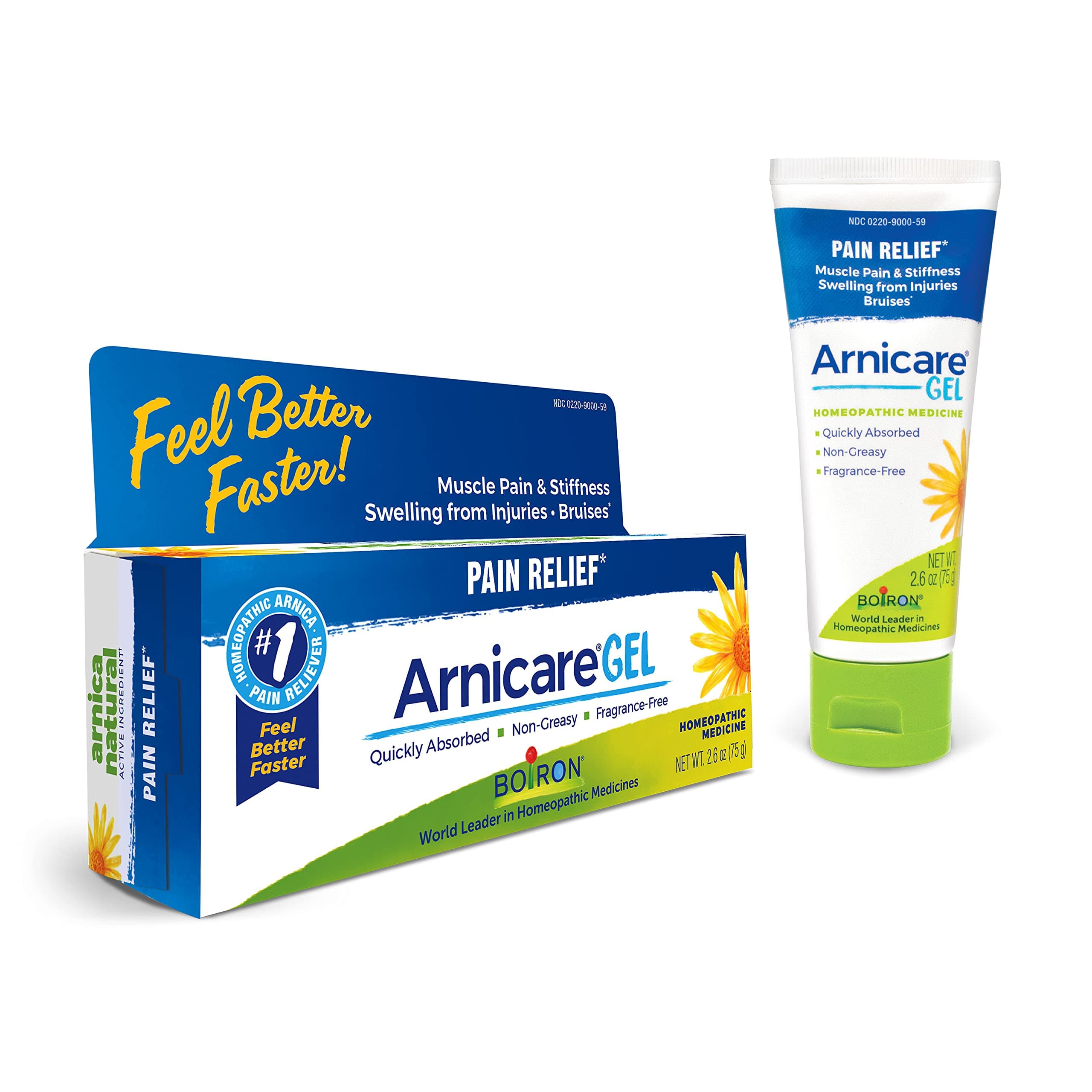 Boiron Arnicare Gel for Joint Pain, Muscle Pain, Swelling, Soreness, and Stiffness - Non-greasy and Fragrance-Free - 2.6 oz