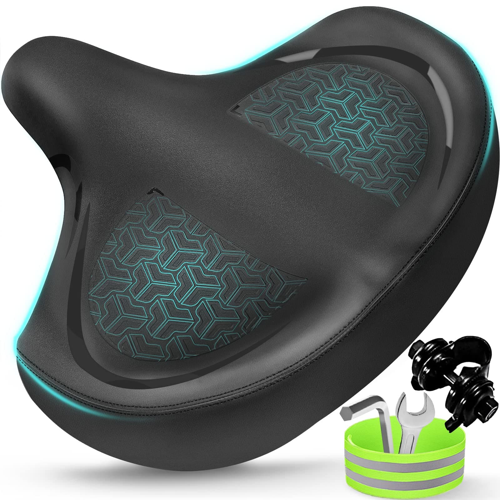 Bicycle Seat, Bike Seat for Women Men Extra Comfort Wide, Oversized Comfortable Seats Saddle for Peloton Bikes, Fit for Exercise Bikes, Electric Bikes, Mountain Bikes, Cruiser Bikes