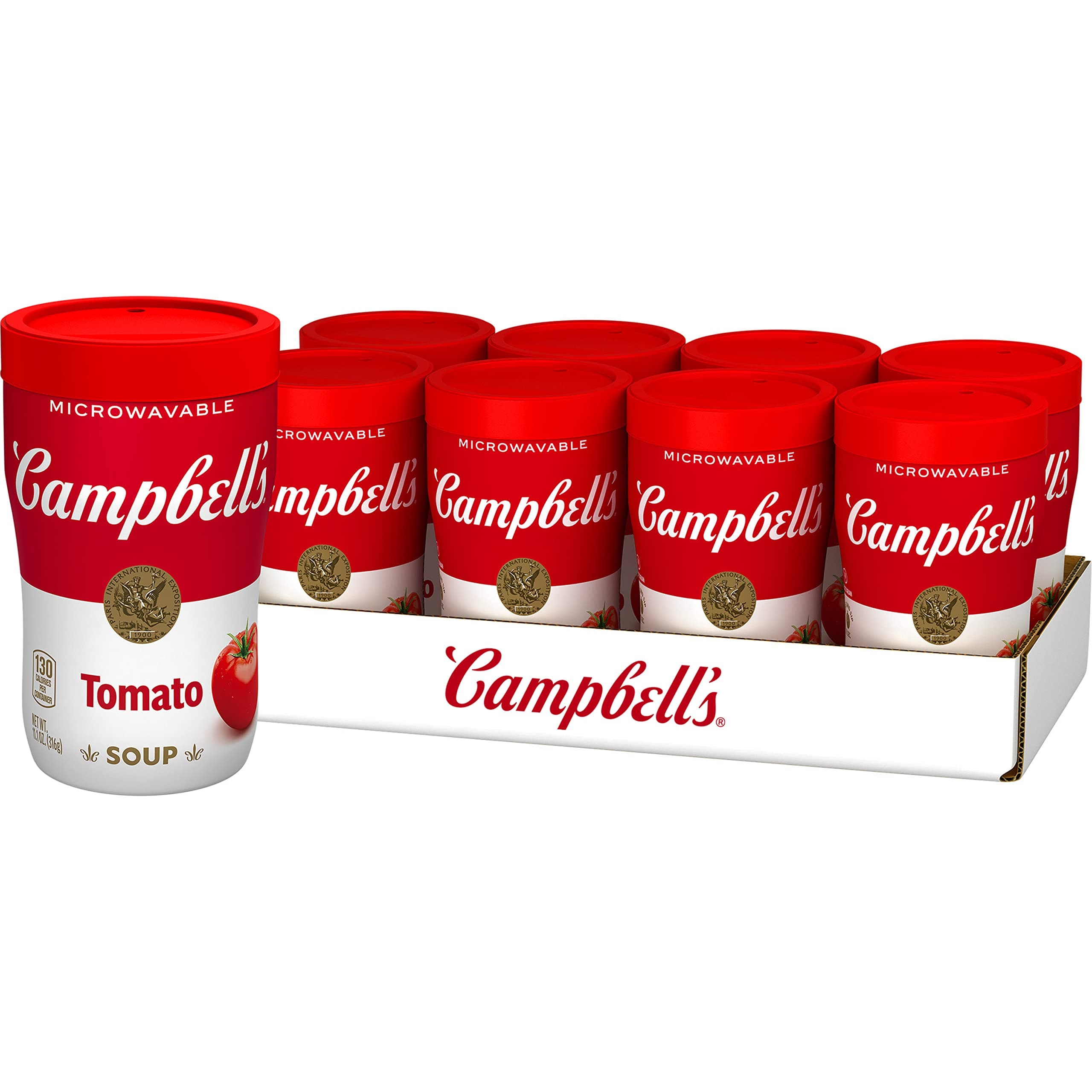 Campbell's Sipping Soup, Classic Tomato Soup, 11.1 Oz Microwavable Cup (Case of 8)