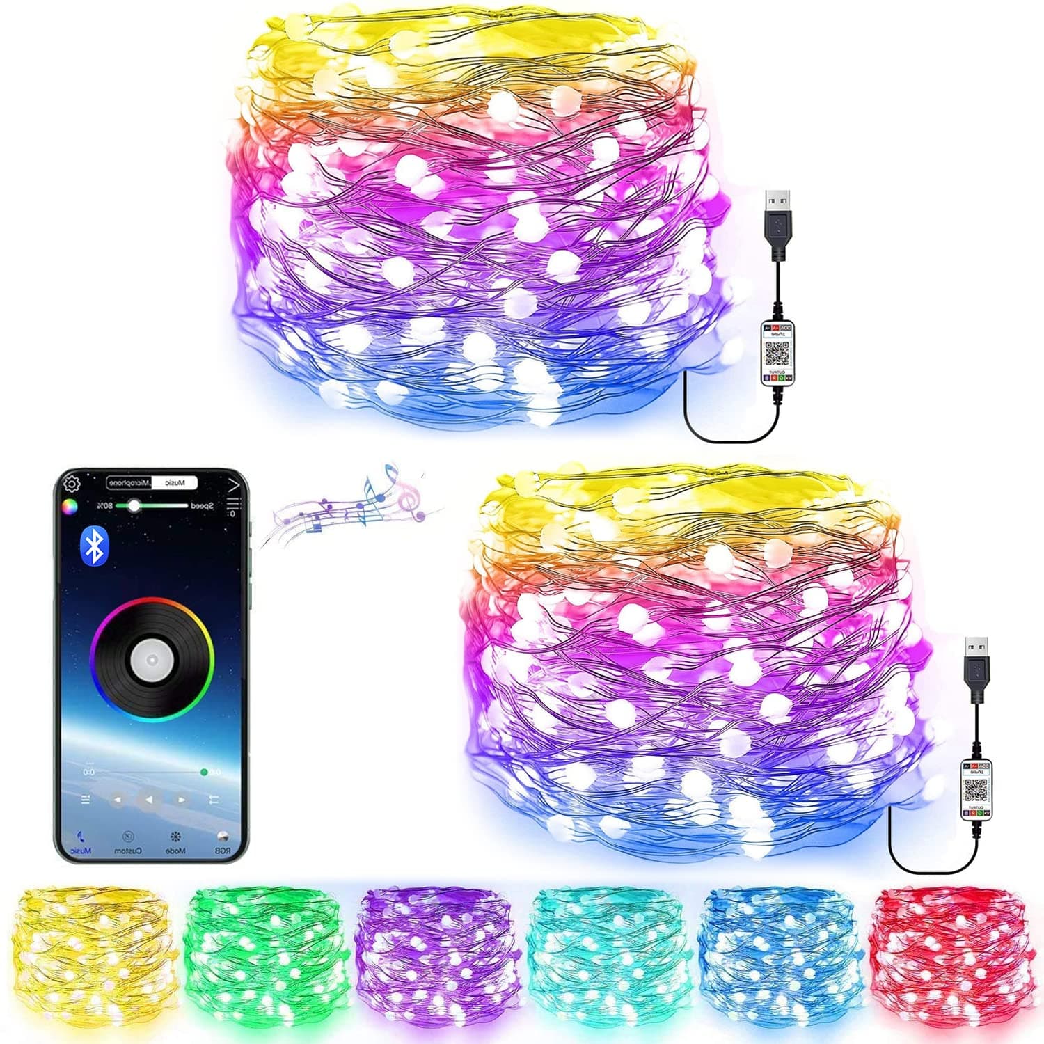 String Lights USB Plug-in Fairy Light with Remote Control, Copper Wire Light 8 Modes Firefly Twinkle Lights Warm White Dimmable Lamp for Indoor Outdoor Bedroom Party Wedding Decoration (100 LEDs)