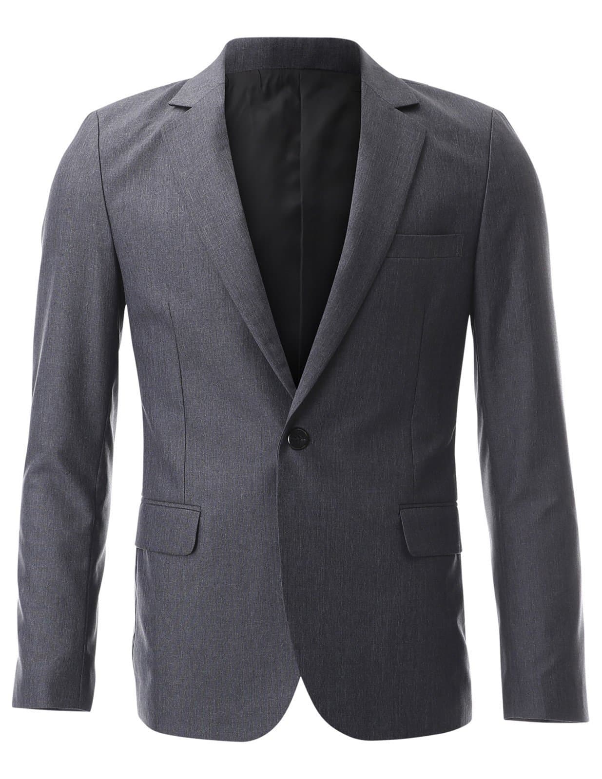 FLATSEVEN Mens Classic One Button Notched Lapel Blazer Jacket