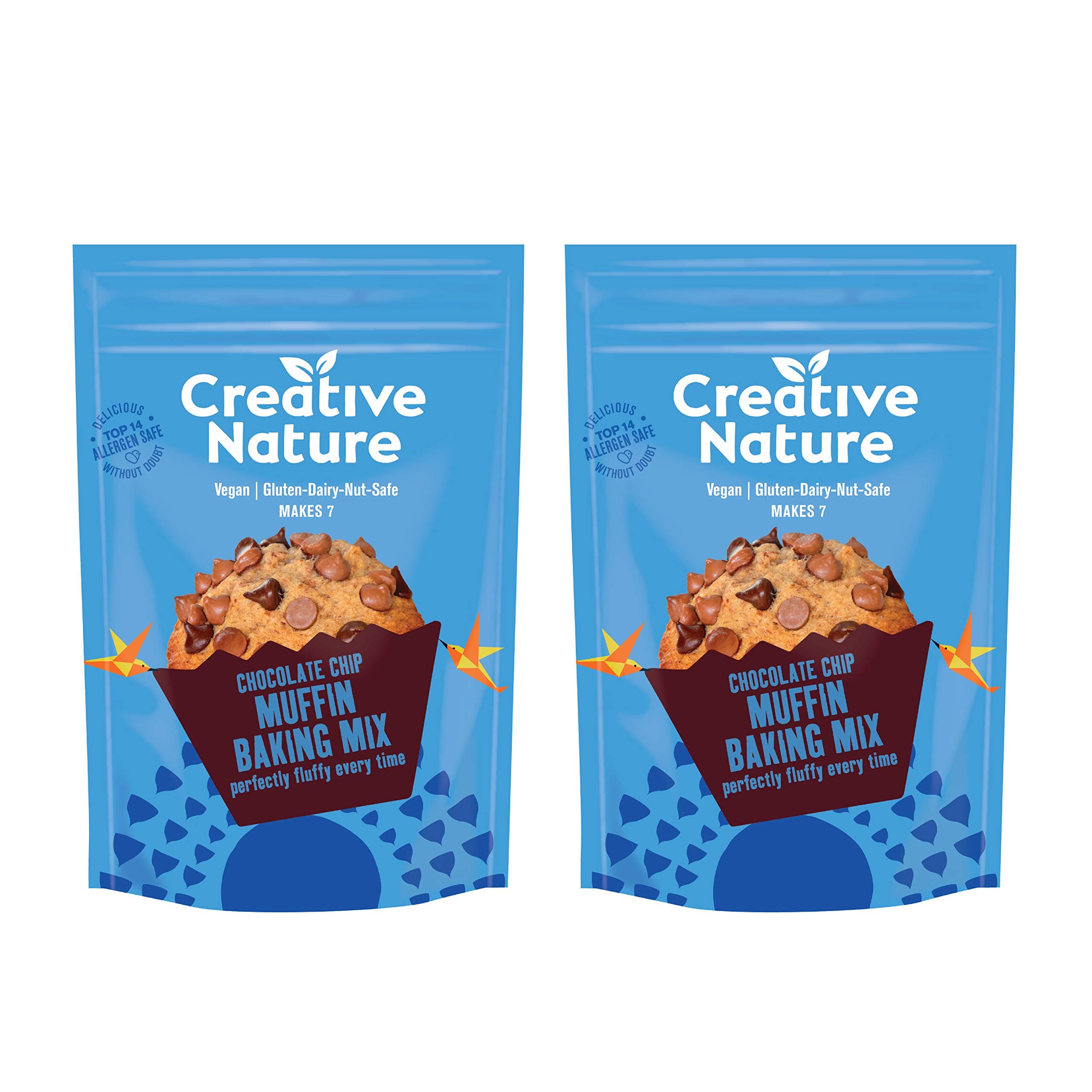 Creative Nature Gluten Free Cake Mix | Choc Chip Muffin | Vegan & Free from Baking Mixes | Gluten Free, Nut Free, Dairy Free & 100% Allergen Free | 2 Pack