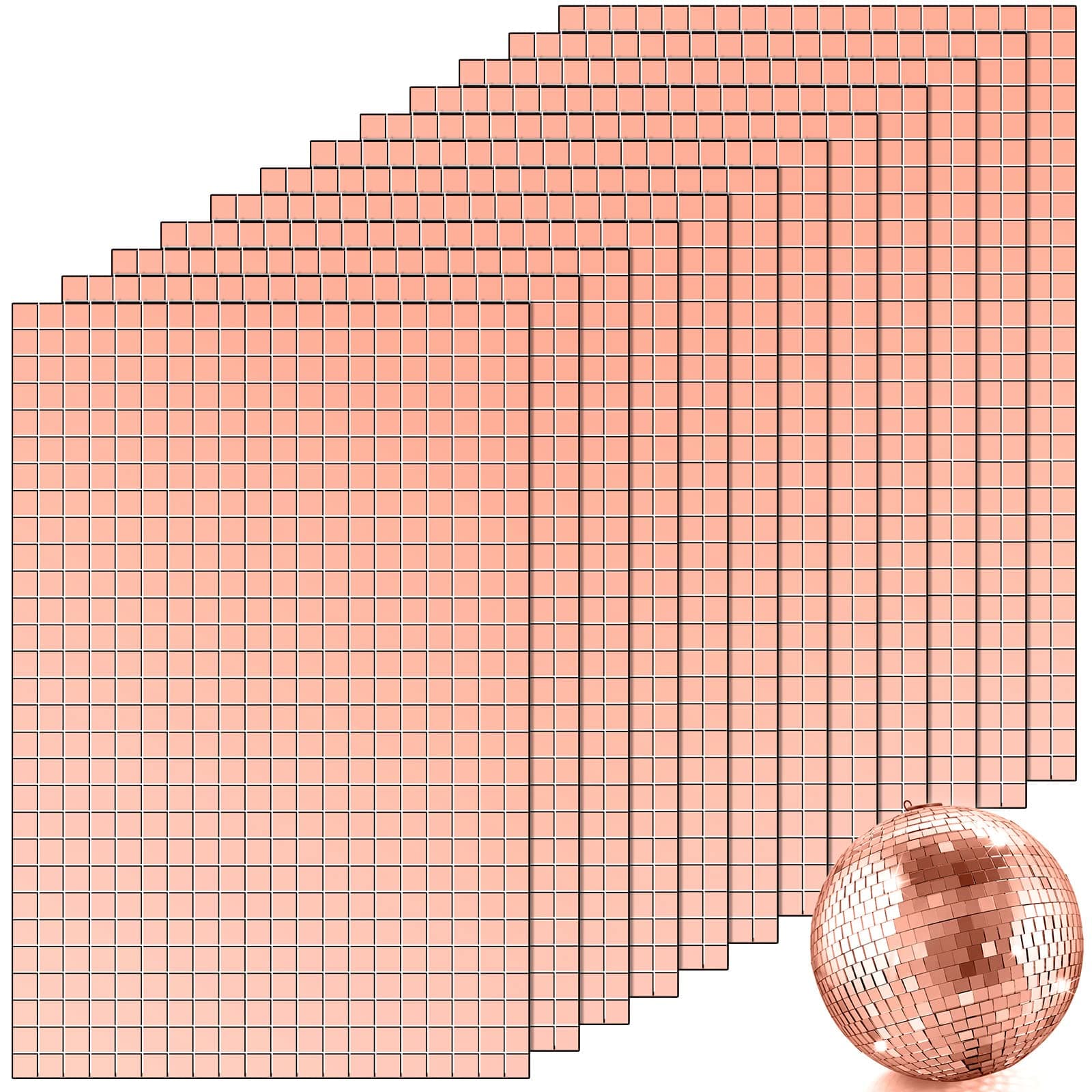 Self-Adhesive Disco Mirror Tiles Mosaic Tiles for DIY Craft Projects, 5 x 5 mm(Rose Gold,7200 Pieces)
