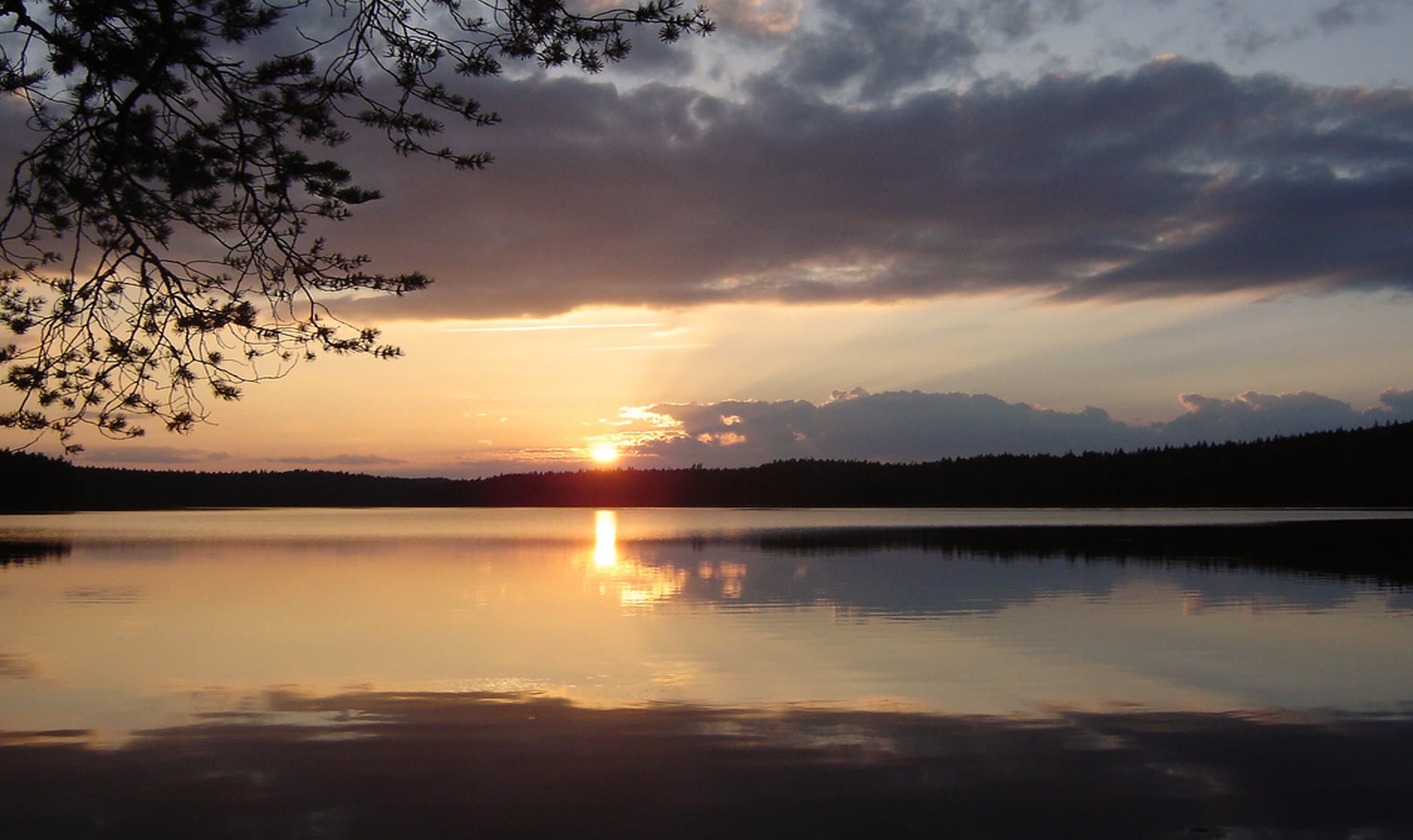 LARGE SUNSET LAKE CANVAS ART PICTURE READY TO HANG 34 X 20 INCHES