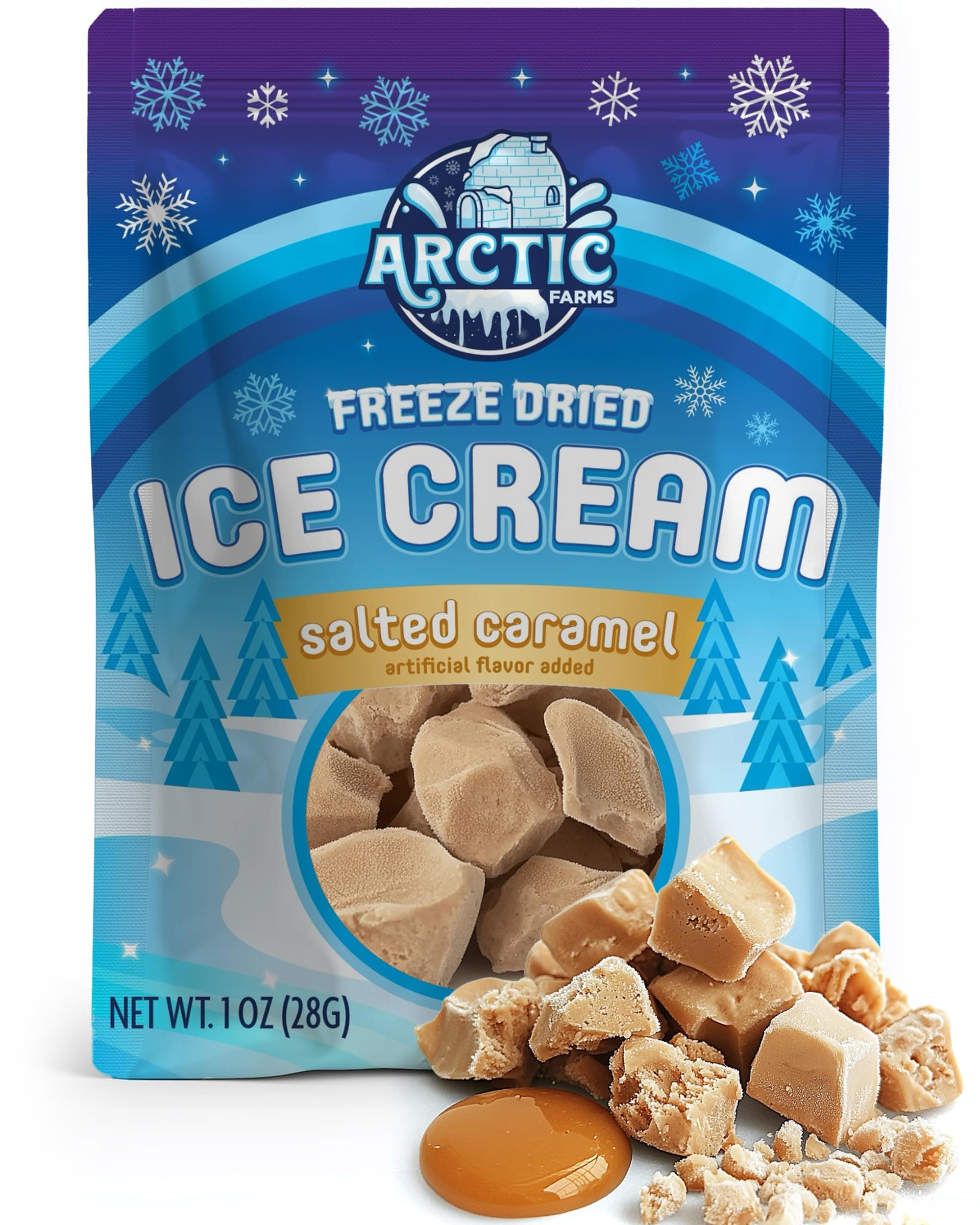 Arctic Farms Freeze Dried Ice Cream that Does Not Melt (Salted-Caramel, 1 Ounce)