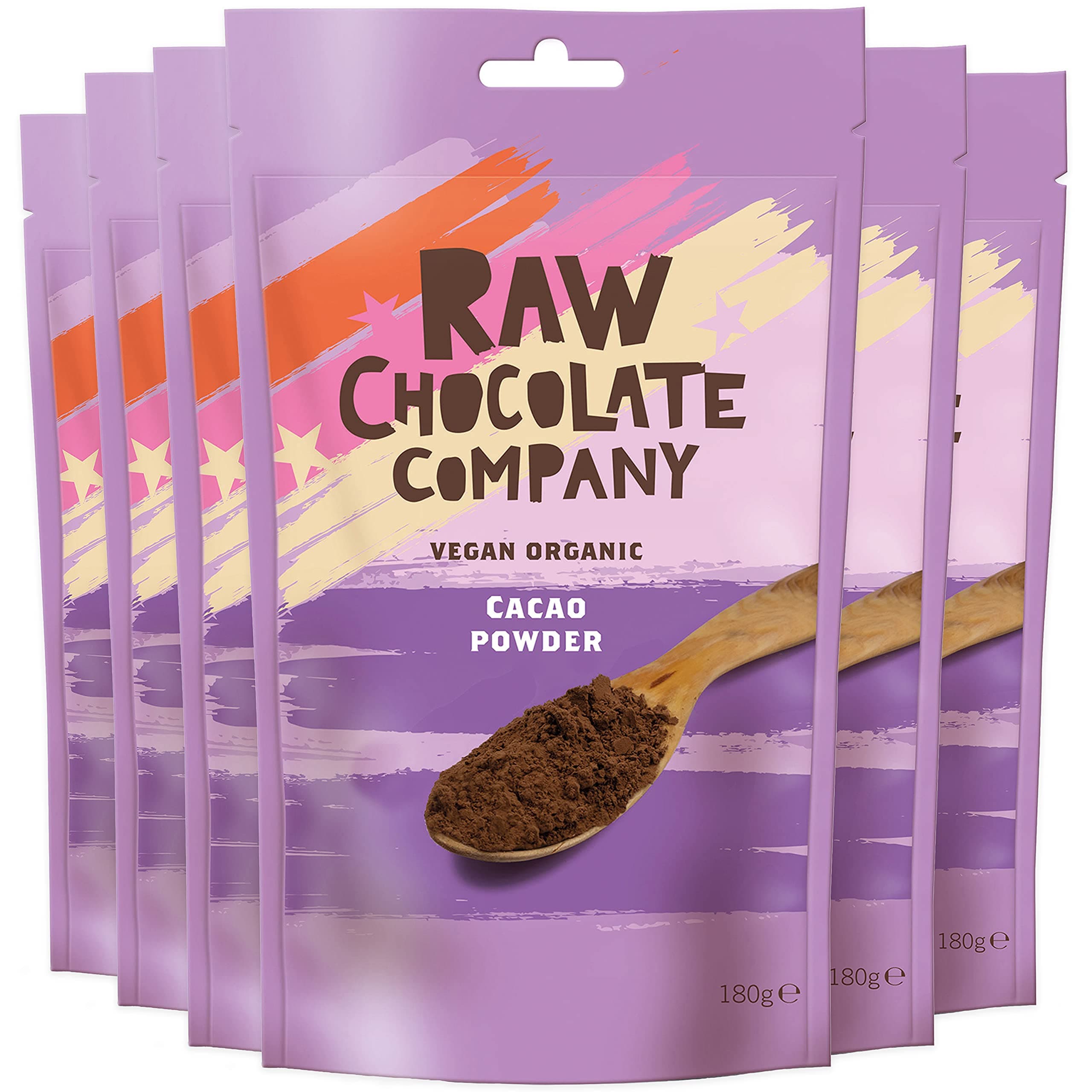 The Raw Chocolate Company Organic Cacao Powder 180g x 6 - for Baking & Chocolate Making - Vegan, Dairy Free, Gluten Free, Unsweetened Superfoods