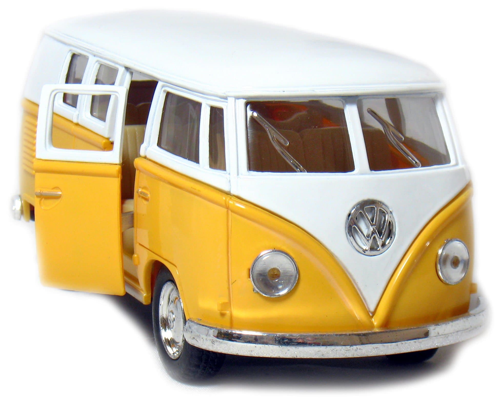Kinsmart 5" Die-cast 1962 VW Classic Bus 1/32 Scale (Yellow), Pull Back n Go Action.