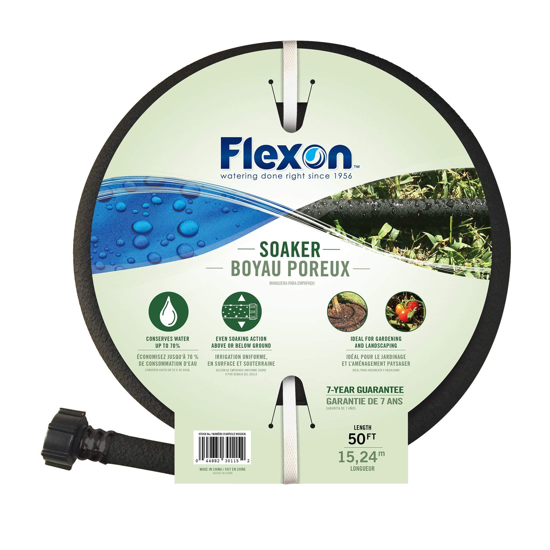 Flexon WS5850 5/8-Inch x 50-Foot Weep & Soak Garden Soaker Hose, Black