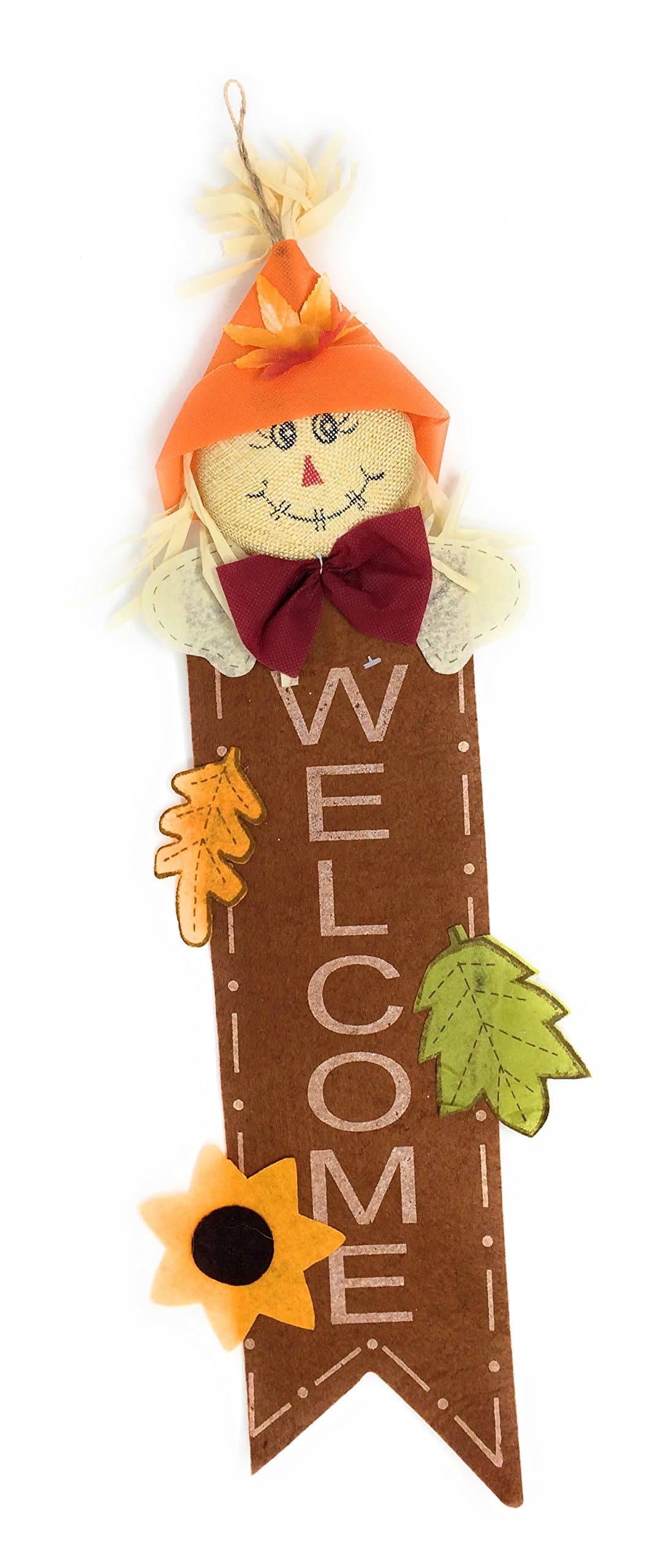 Scarecrow Hanging Welcome Baner, 21" (Brown)
