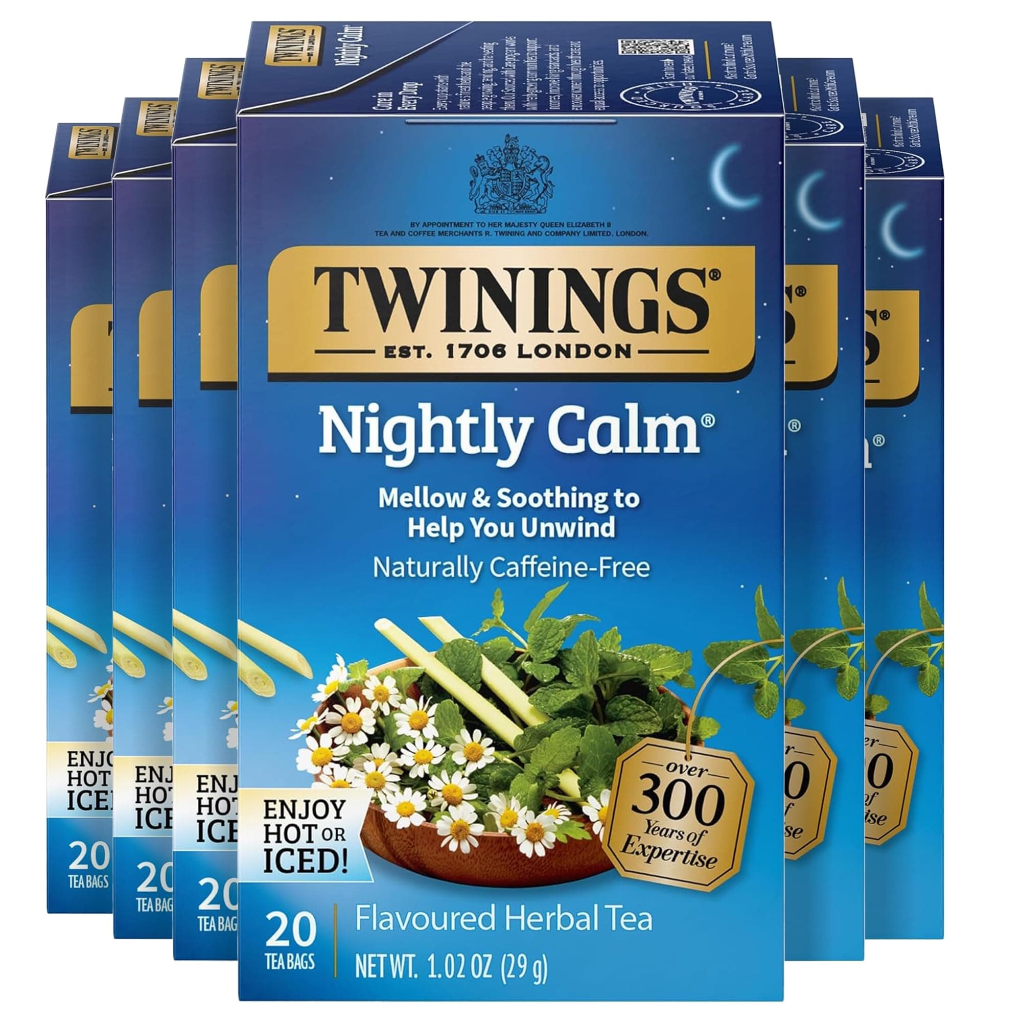 Twinings of London Nightly Calm Herbal Tea Bags, 20 Count (Pack of 6)