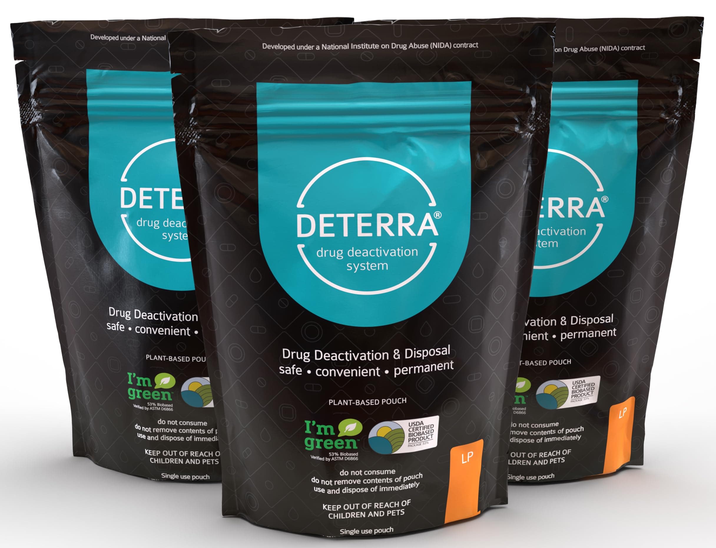 Drug Deactivation Disposal System - Deterra Safe Medication, Pill, and Liquid Destroyer - Large Pouch Disposes 90 Pills, 12 oz or 12 Patches (3-Pack)