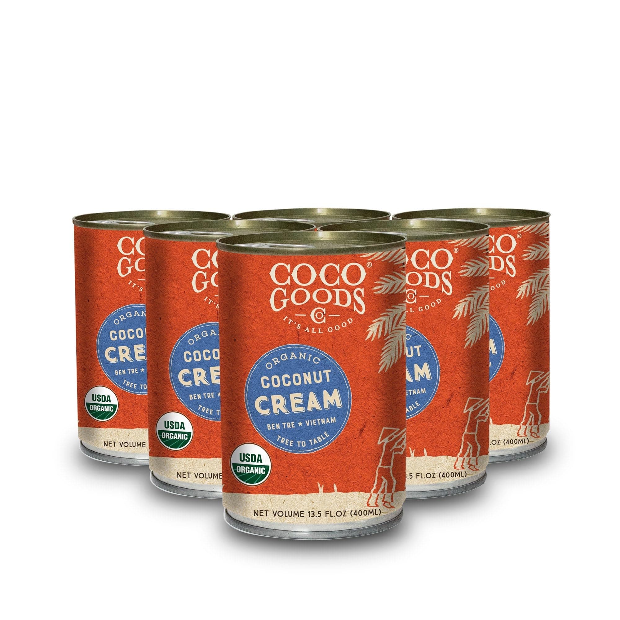 CocoGoods Co Single-Origin Organic Coconut Cream 13.5 fl. oz - Gluten-free, Non-GMO, Vegan, & Dairy-free, 6 pack