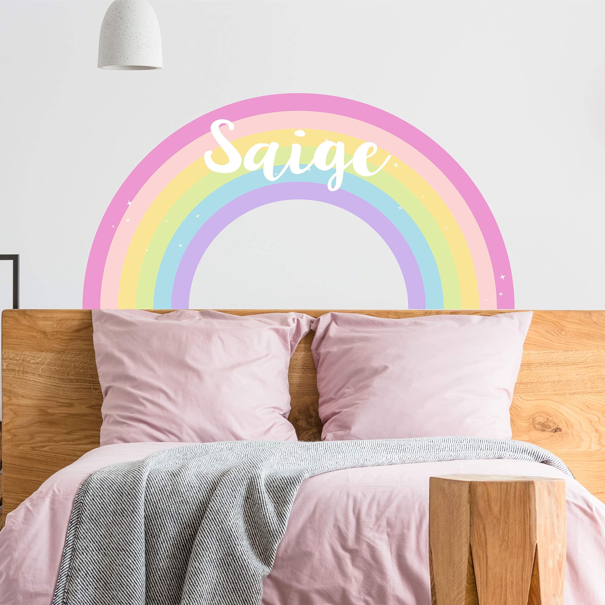 Rainbow Custom Name Wall Decal - Girls Personalized Name Rainbow Wall Sticker - Rainbow Custom Name Sign - Custom Name Stencil Monogram - Girls Nursery Wall Decor
