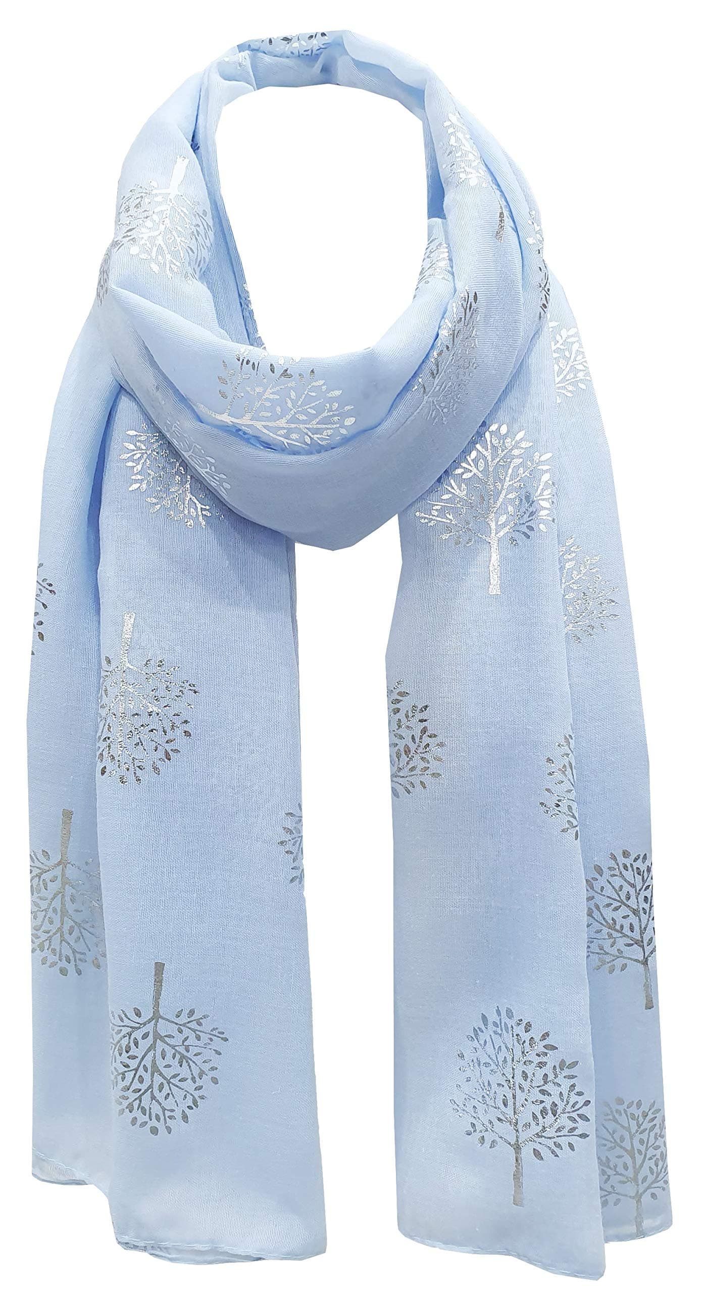Silver Foil Mulberry Tree Print Fashion Scarf