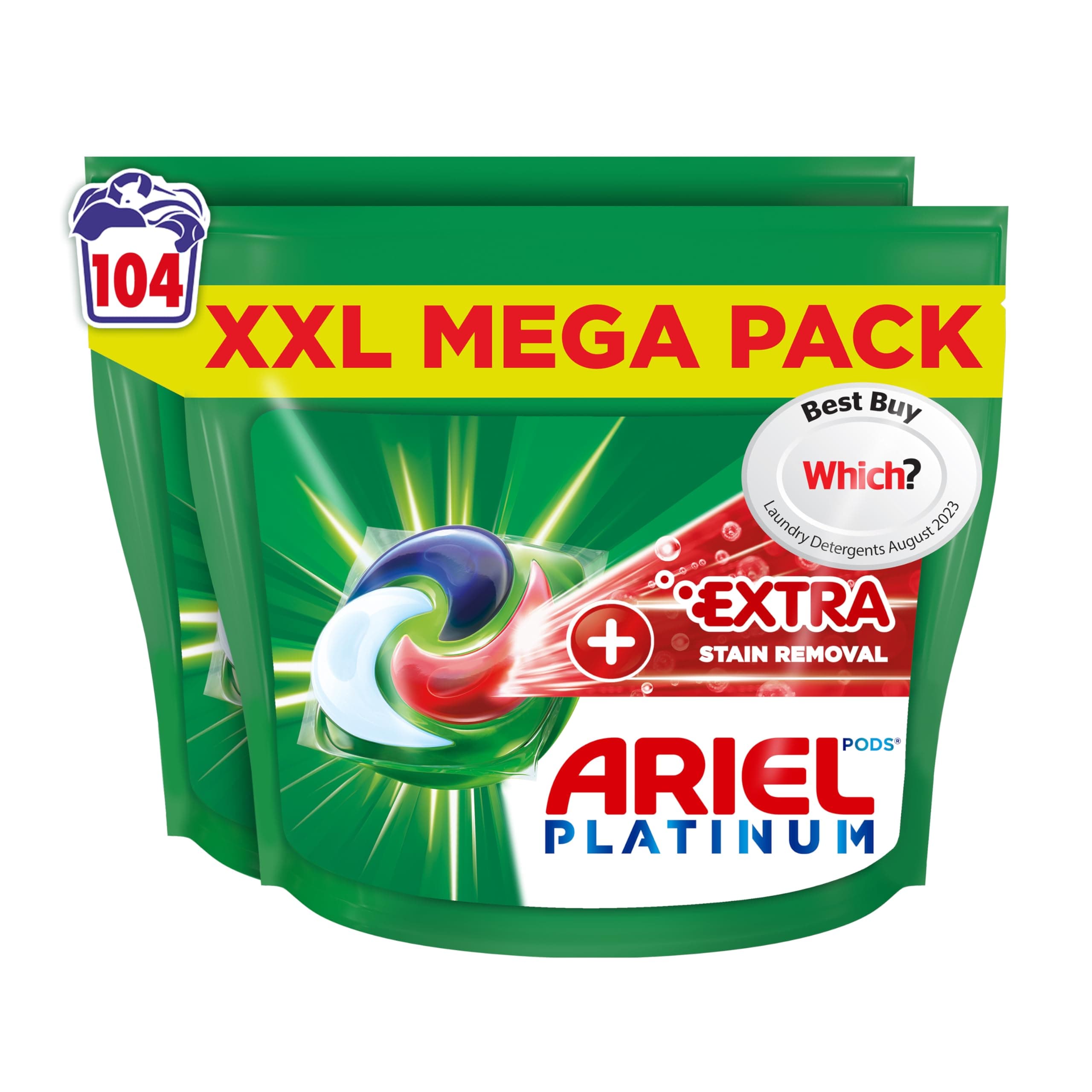 Platinum PODS® Washing Liquid Laundry Detergent Capsules, 100 Washes – Extra Stain Removal, Deep Clean Technology, Dissolves in Cold Washes, Biodegradable & Eco-Friendly Packaging