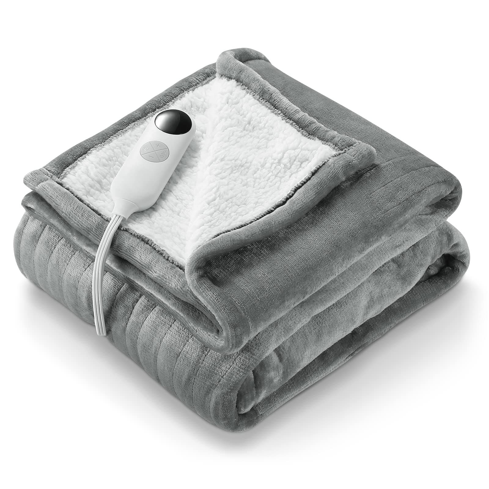 Electric Heated Blanket 50" x 60" Soft Heated Throw for Couch, Flannel & Sherpa Reversible, Fast Heating with 6 Temperature Levels & 8hrs Auto Off, Machine Washable and ETL Certification