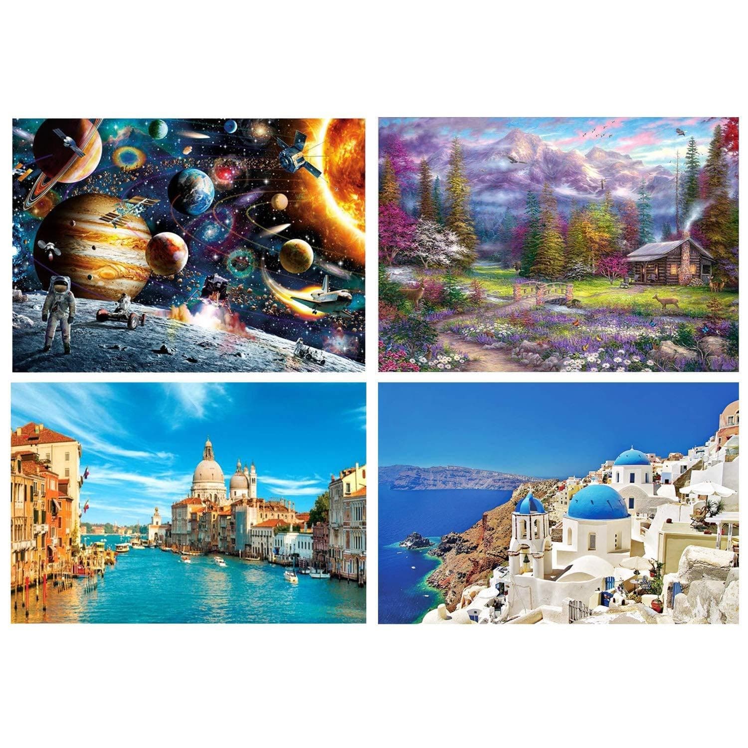 Jigsaw Puzzles Pack of 4 - Each 1000PCs, Joopee Puzzle for Adults Kids - Educational Intellectual Decompressing Fun Family Game