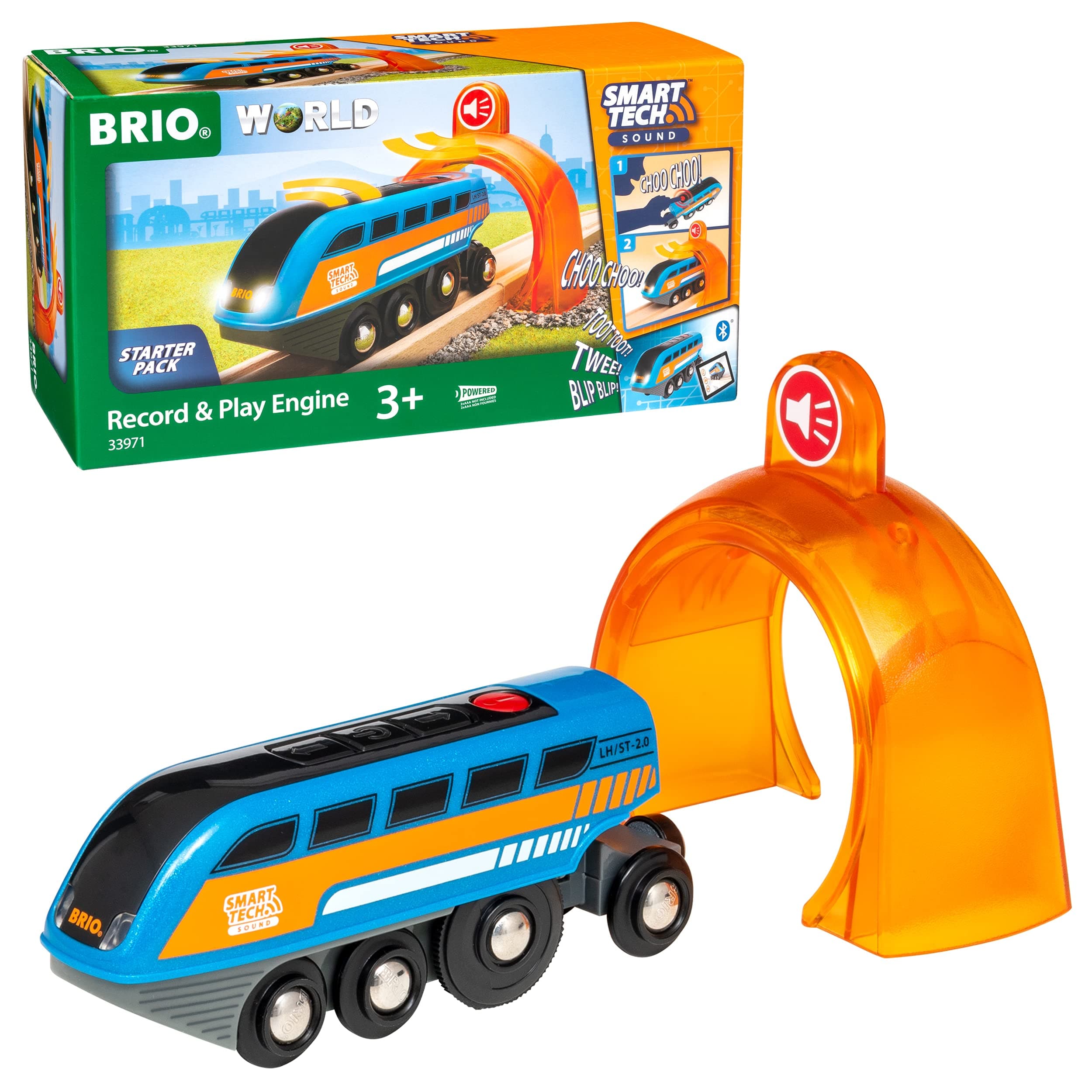 BRIO World Smart Tech Sound Battery Powered Record & Play Toy Train Engine for Kids Age 3 Years Up