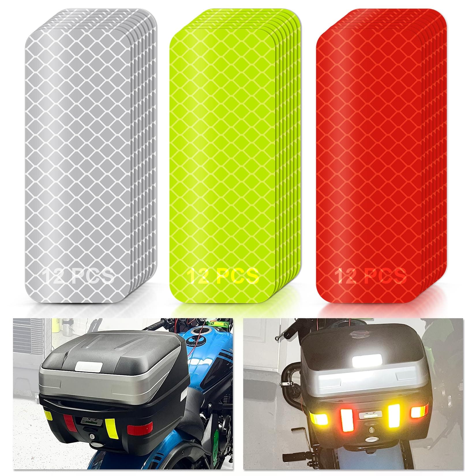 Reflective Stickers, 36 PCS High Visibility Reflective Tape Waterproof Reflective Strips Bulk Safety Reflective Tape for Car Bike Trailer Helmet Mailbox Bag, 1.18 x 3.15 Inch