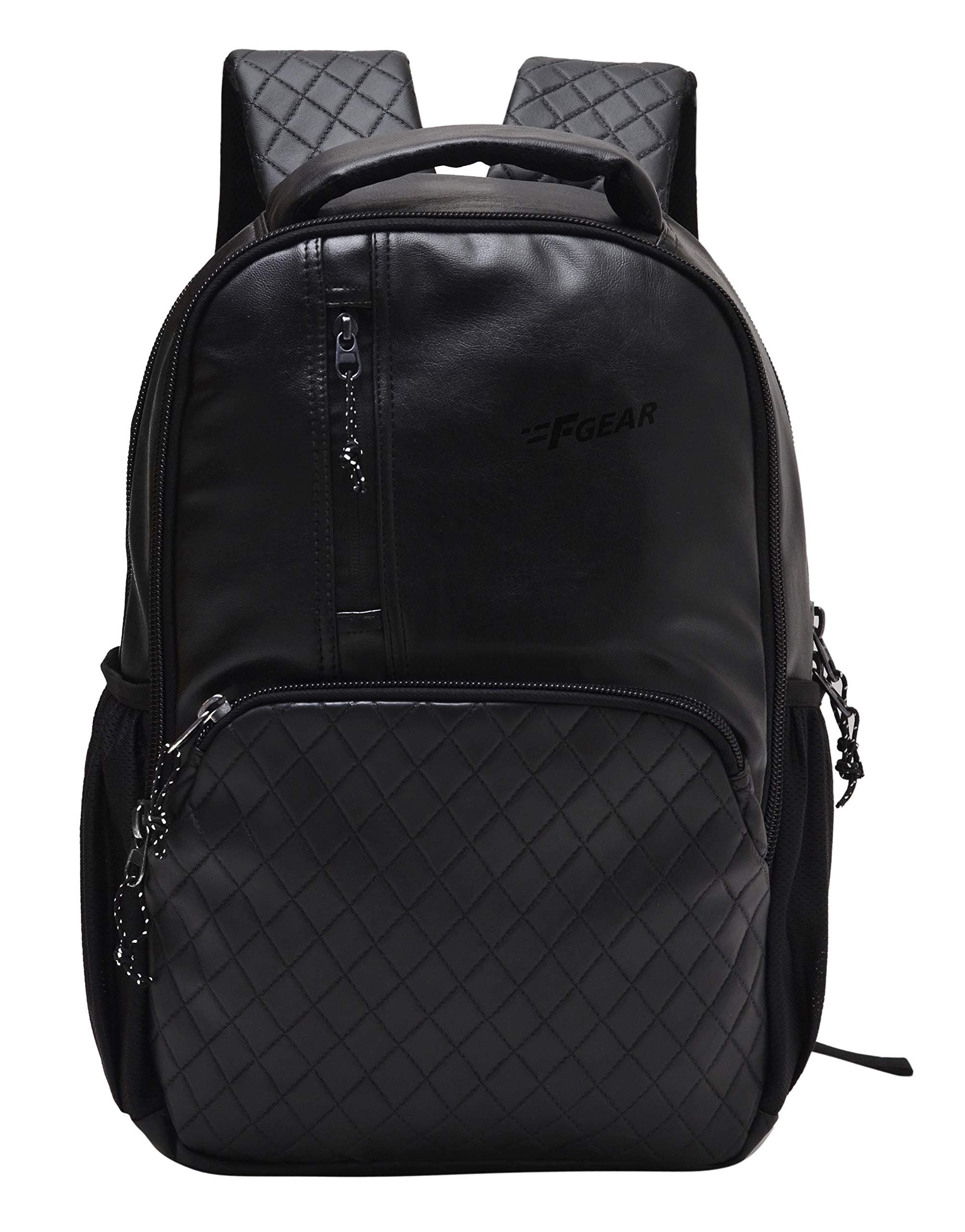 Sponsored Ad - F Gear CEO Black 25L Medium Laptop backpack Fits upto 16" Laptop faux Artificial Leather Water resistant lightweight, Gifts for Men Women Boys Girls Adults, College/School/Tuition/Travel Bag