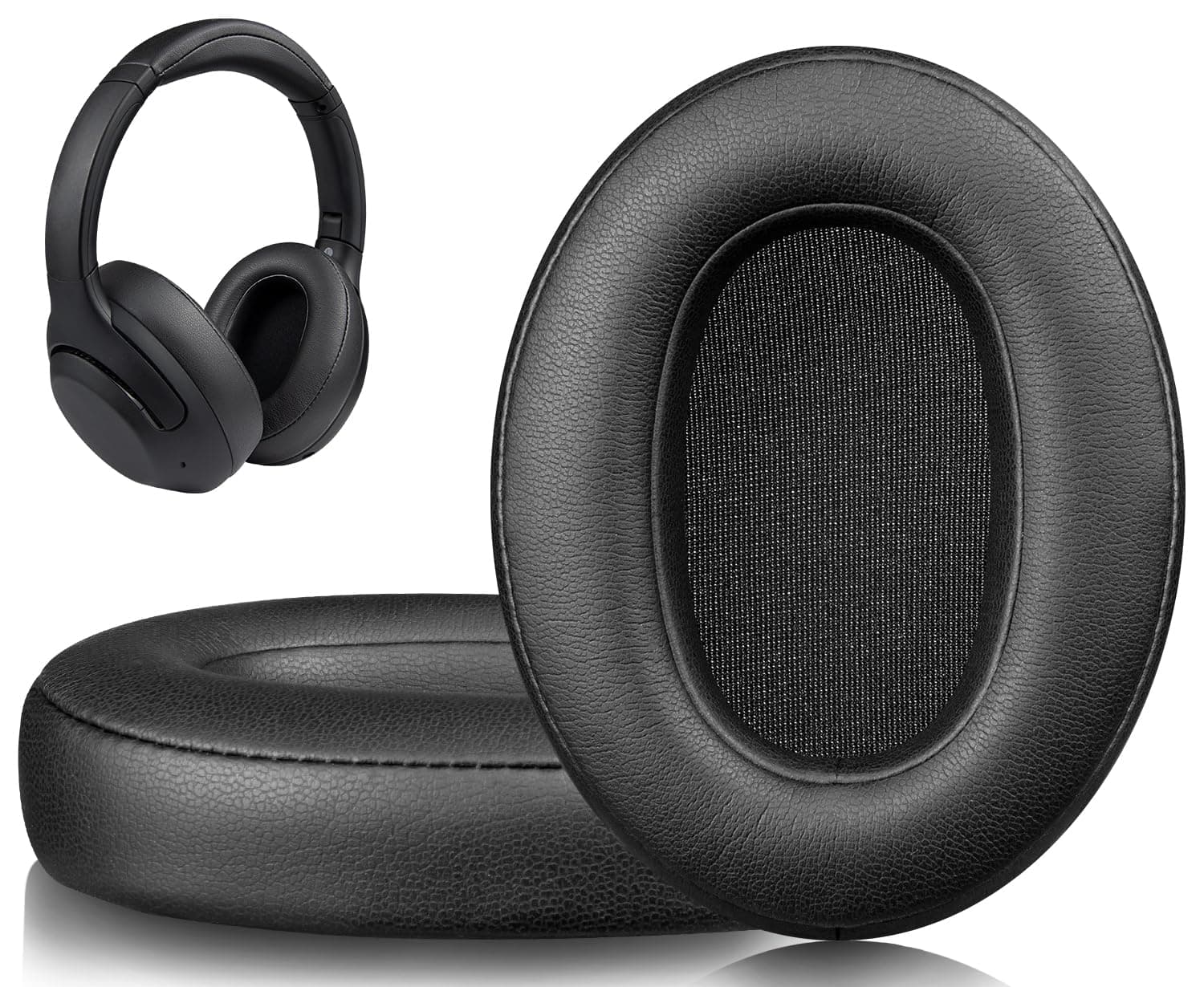 SOULWIT Earpads for Sony WH-XB900N/WH-CH710N/WH-CH720N/WH-RF400/MDR-RF895RK Headphones, Ear Pads Cushions with Soft Protein Leather, High Density Foam - Black