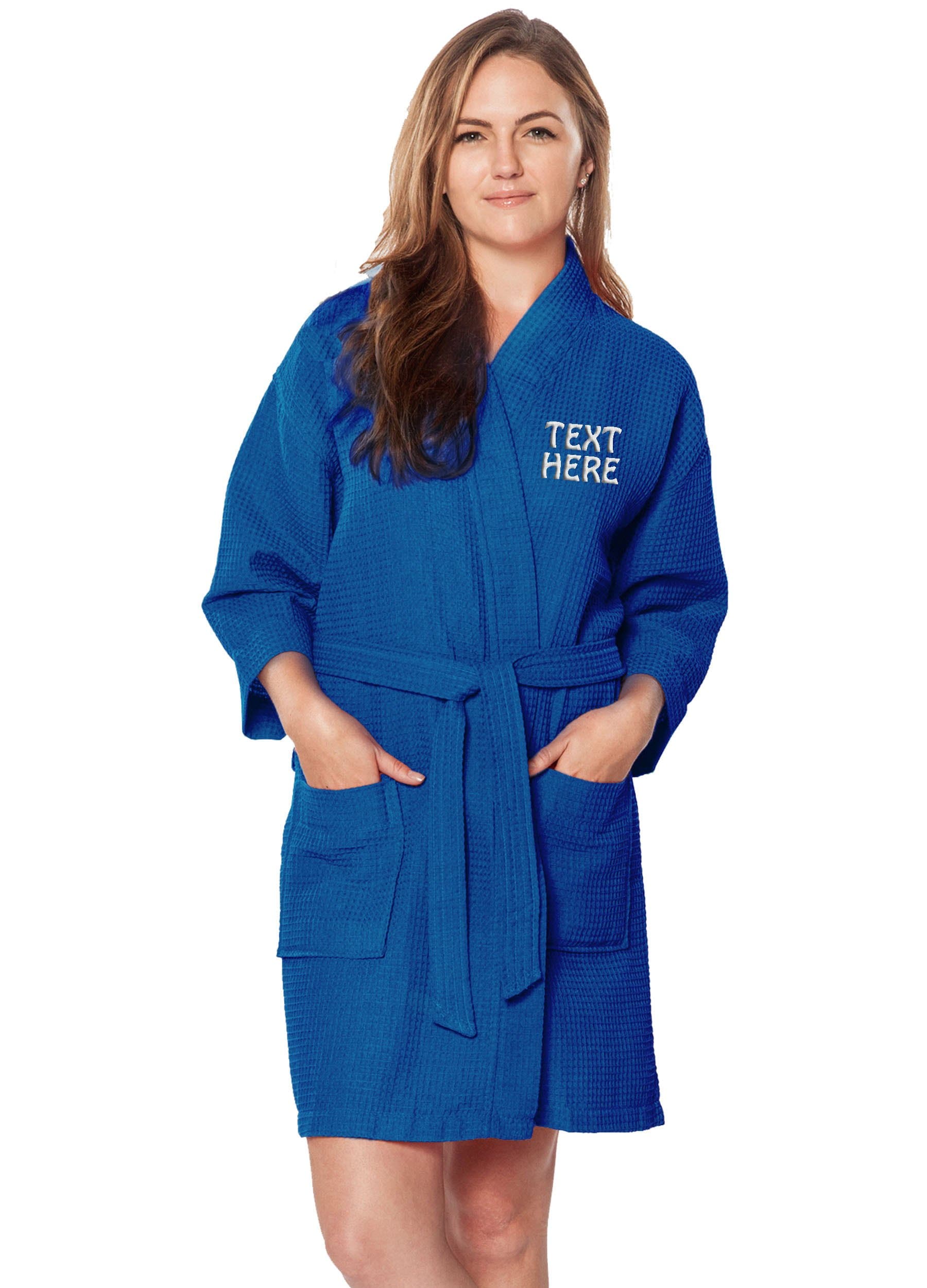 Personalized Embroidered Robes – Custom Waffle Kimono Robe – Monogrammed Bathrobes