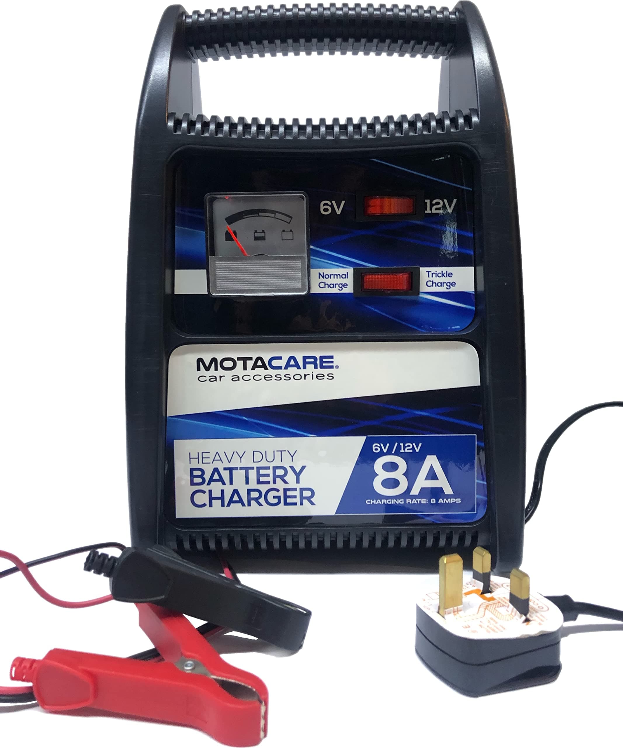 Motacare® MCBC8M 8 Amp 6/12V Heavy Duty Car Battery Charger with Trickle Charge, For Vehicles Up To 2.5L / 2500CC, Car Motorcycle Leisure Marine Lawnmower Lead Acid Batteries
