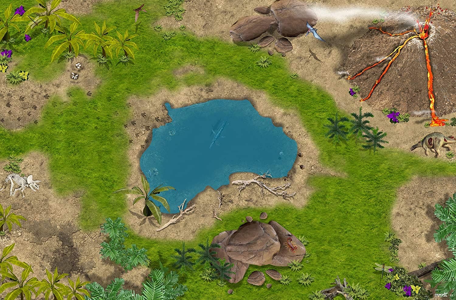 STIKKIPIX Dinosaur/Dinoland/Dino Game Mat/Play Carpet - SM02 - for the childrens`s room - Dimensions: 150 x 100 cm