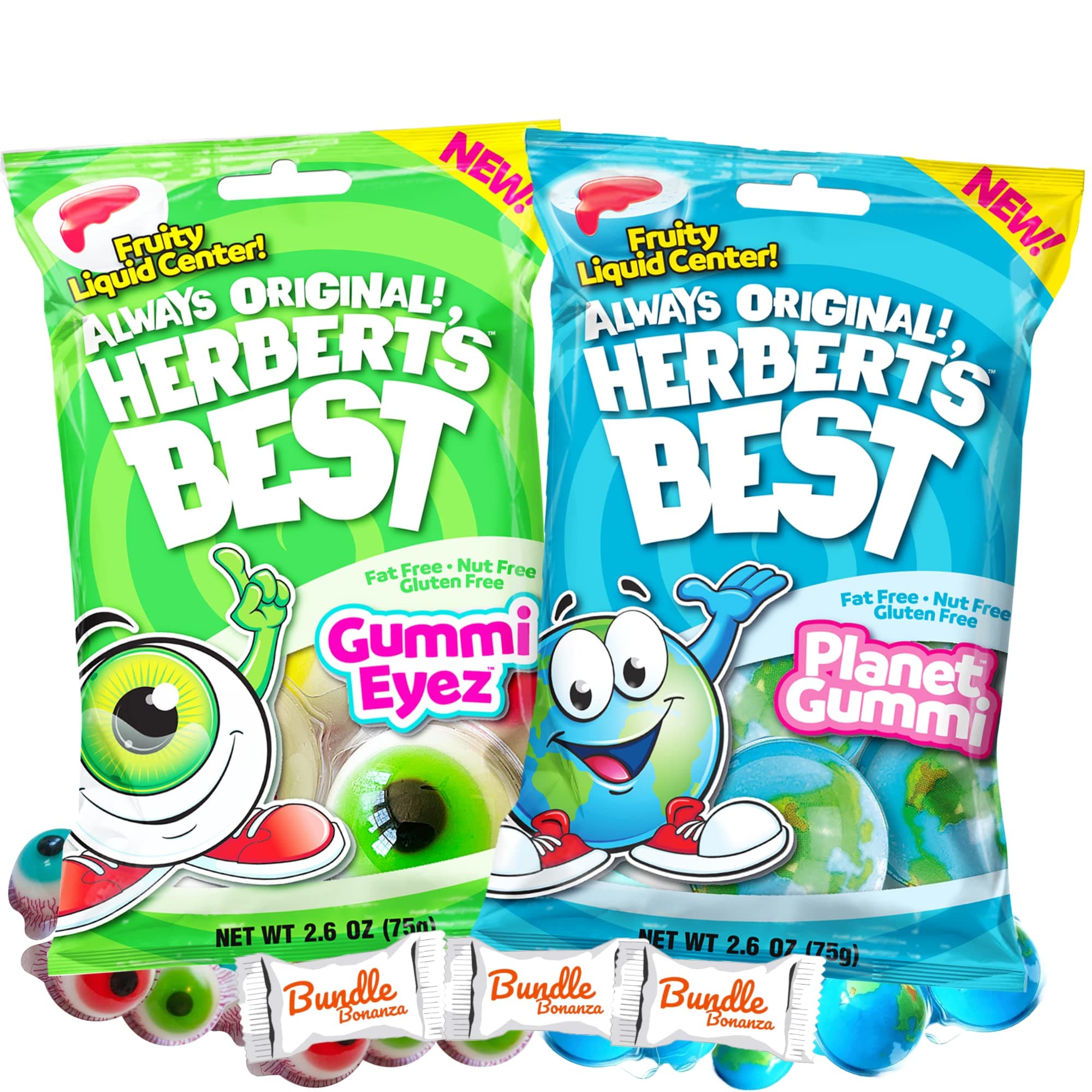 Efrutti Herberts Best Planet Gummi & Eyez Glotzer 2.6oz Each (2 Pack) W/Bundle Bonanza Candy