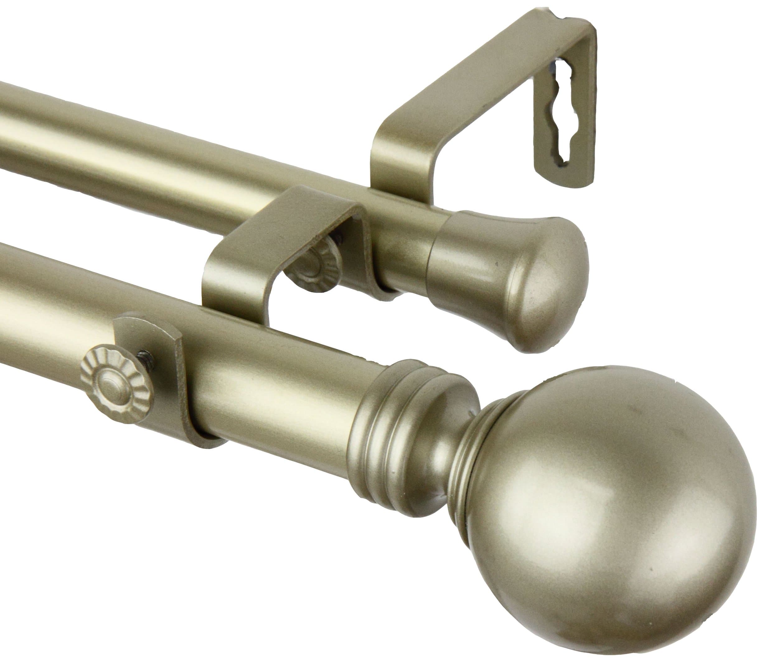 Rod Desyne 1" Globe Double Curtain Rod, 48-84 inch, Light Gold