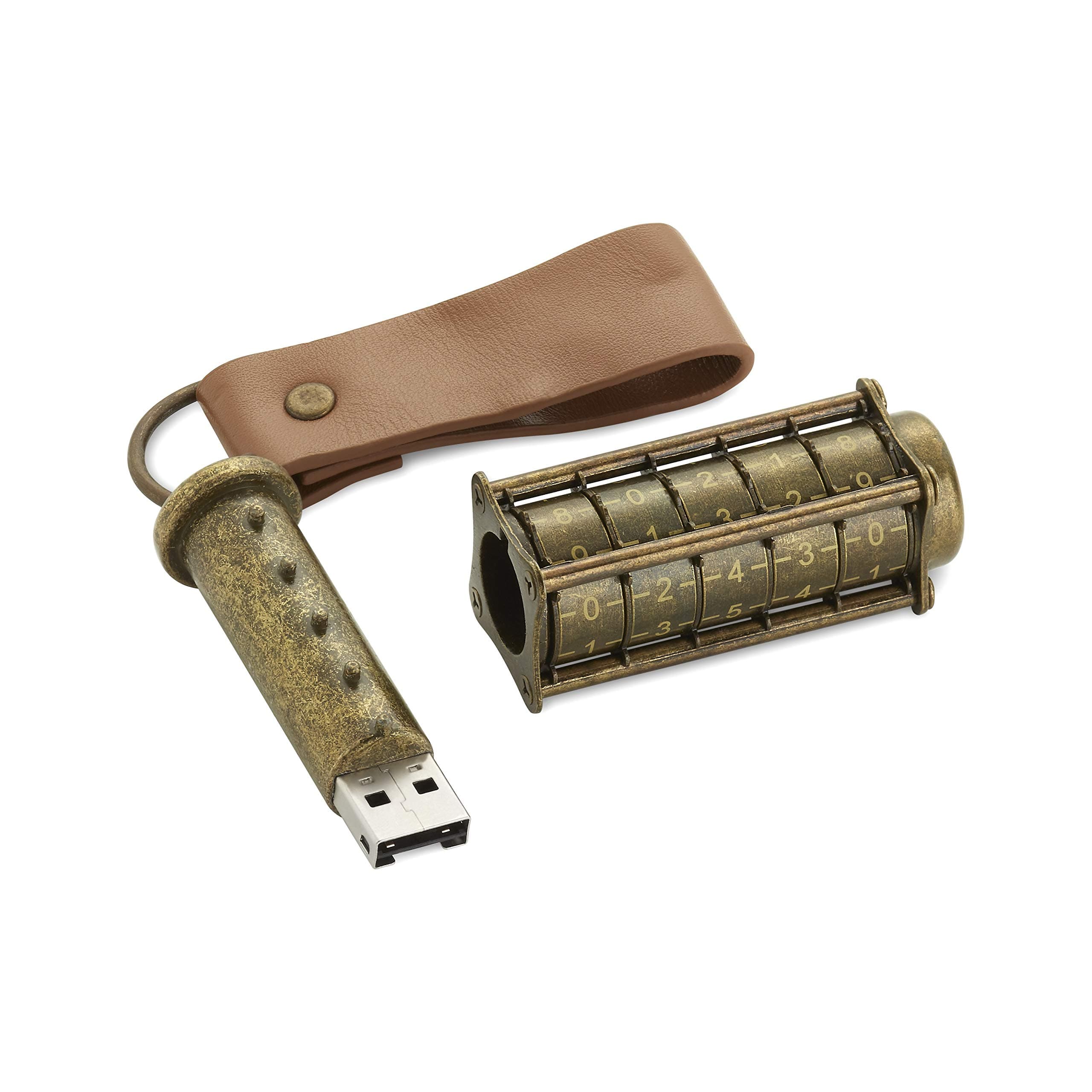 Cryptex USB Flash Drive | Unique Password Protected Flash Drive | Safely Store Up To 32gb | brass Coloured Portable Flash Drive | Inspired By Leonardo Da Vincis Sketches