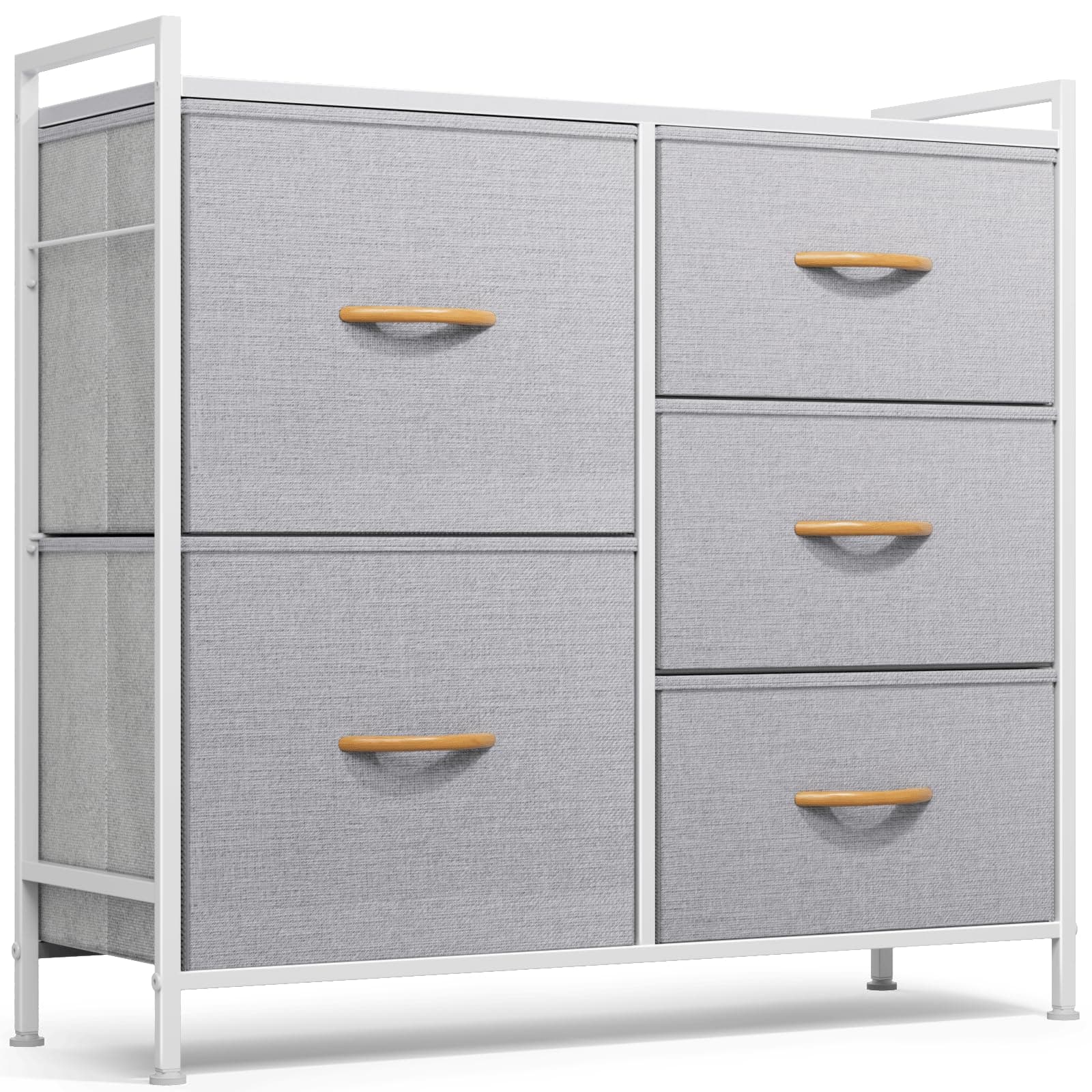 ROMOON Dresser for Bedroom, Storage and Organizers for Closet with 5 Drawers, Small Fabric Dresser and Chests of Drawers for Kids Bedroom, Nursery, Living Room, Hallway (Grey)