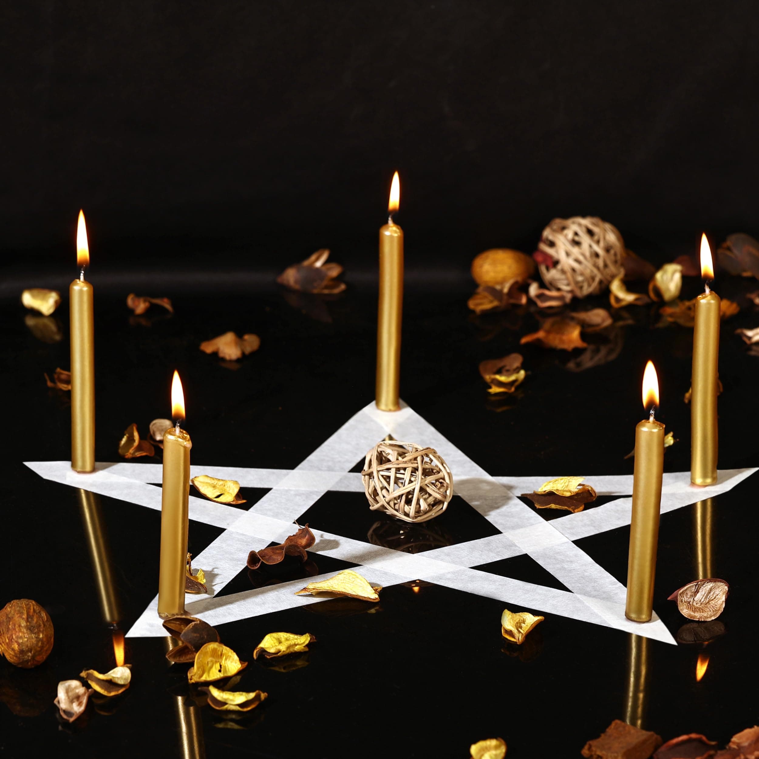 by Parkash Candles Chime Candles Set of 20 | Ritual Spell Candle | Unscented (Gold)