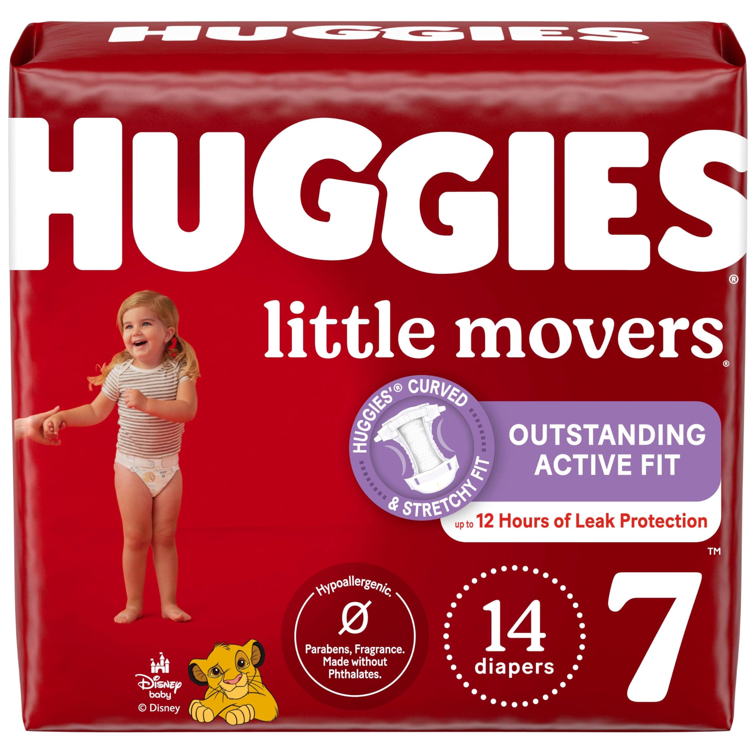 Size 7 Diapers, Little Movers Baby Diapers, Size 7 (41+ lbs), 14 Count, Packaging May Vary