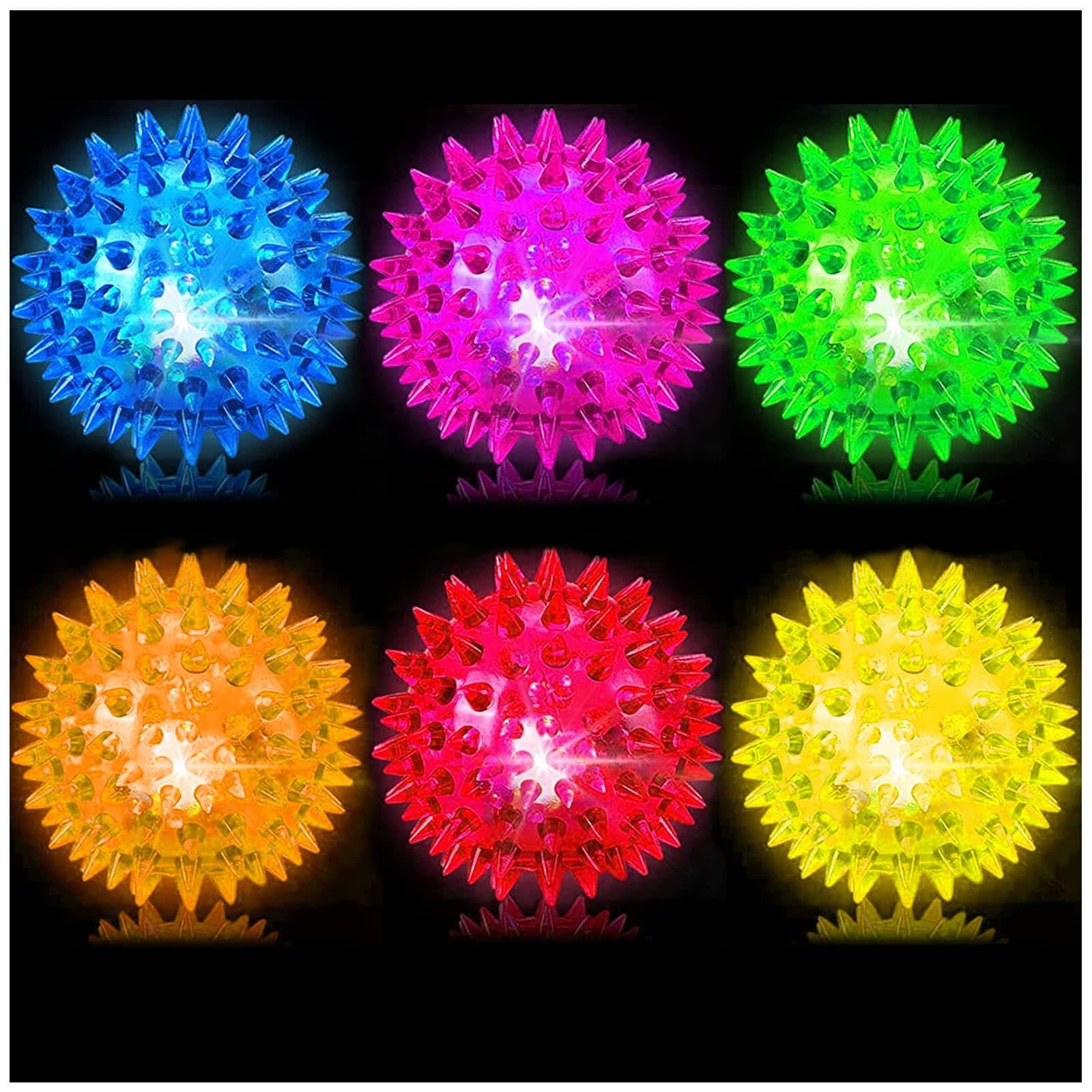 Sensory Light Up Bouncy Balls - Sensory Toys for Kids with Autism Toys for 3-4 5-7 8-12 Gifts for Boys Girls Spiky Stress Balls Novelty Noisemaker Toys Easter Basket Stuffers