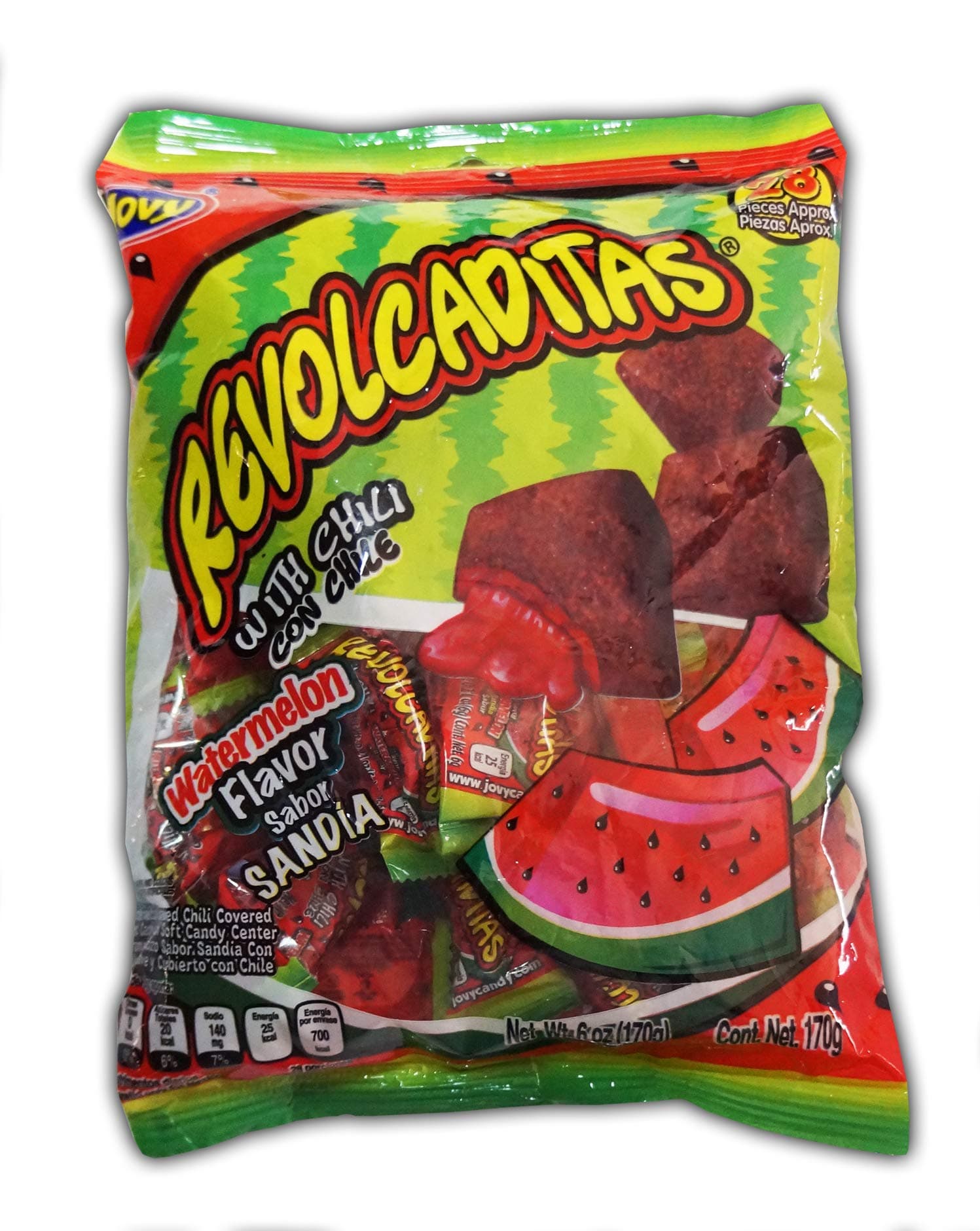 Jovy Revolcaditas Chili Watermelon Candy - Irresistible Sweet Heat in Every Bite! (6oz)