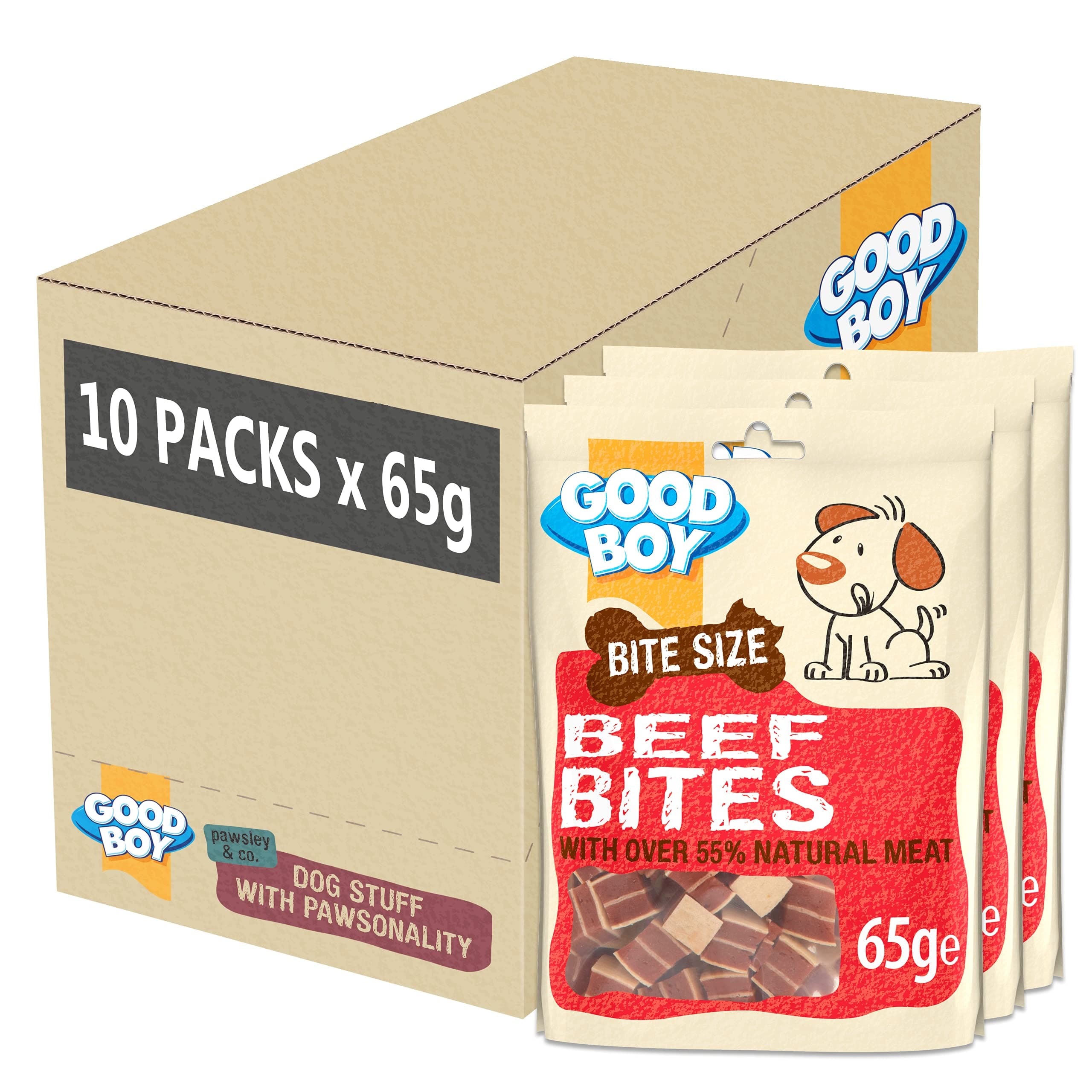 Good Boy Deli Bites Beef Dog Treats - 65g x 10 Packs (Case)