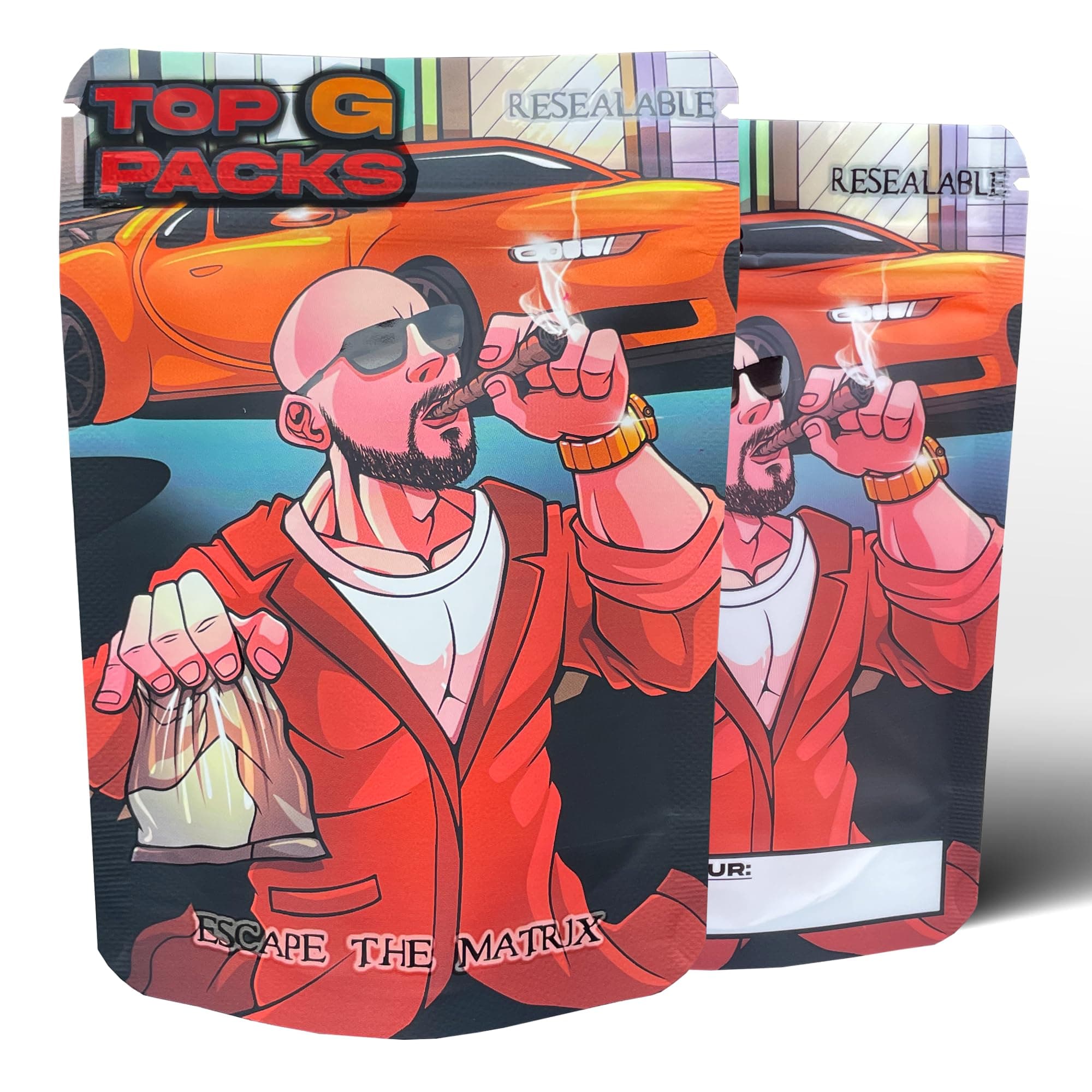 Mylar bags 3.5g smell proof packaging Top G x100