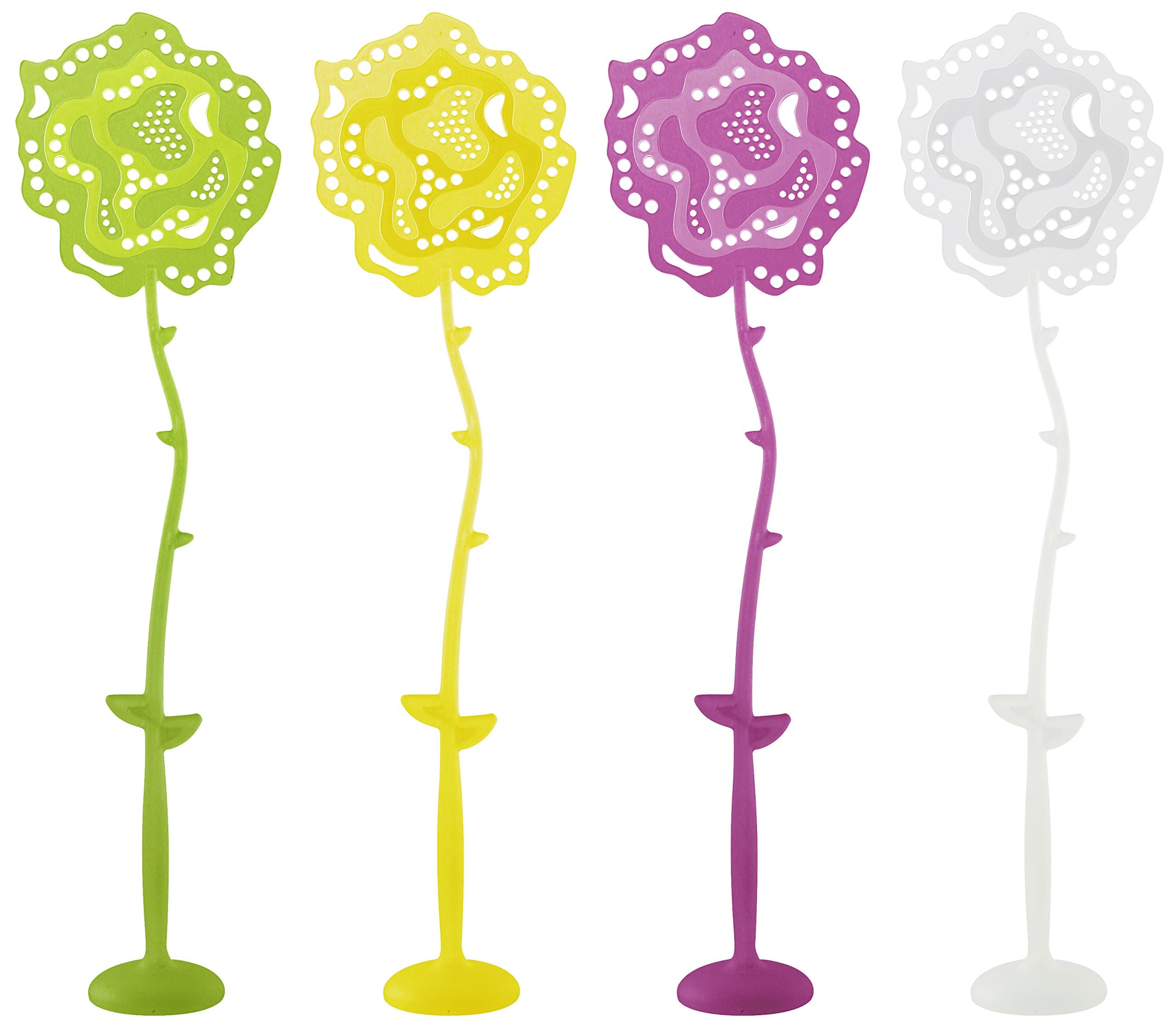FackelmannTecno Fly Swatter Rose with Foot Insect Protection with Stand (Colour: Yellow, Green, Purple, White - Not Selectable), Quantity: 1 Item