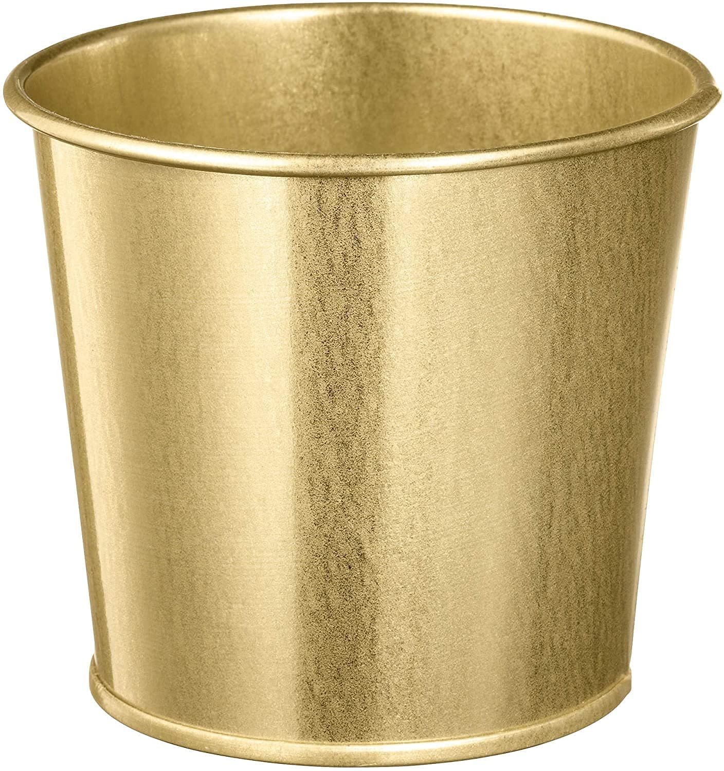 Brass-Colour Plant Pot - Assembled Height: 9 cm, Outside Diameter: 11 cm, Galvanized Steel & Plastic Foil