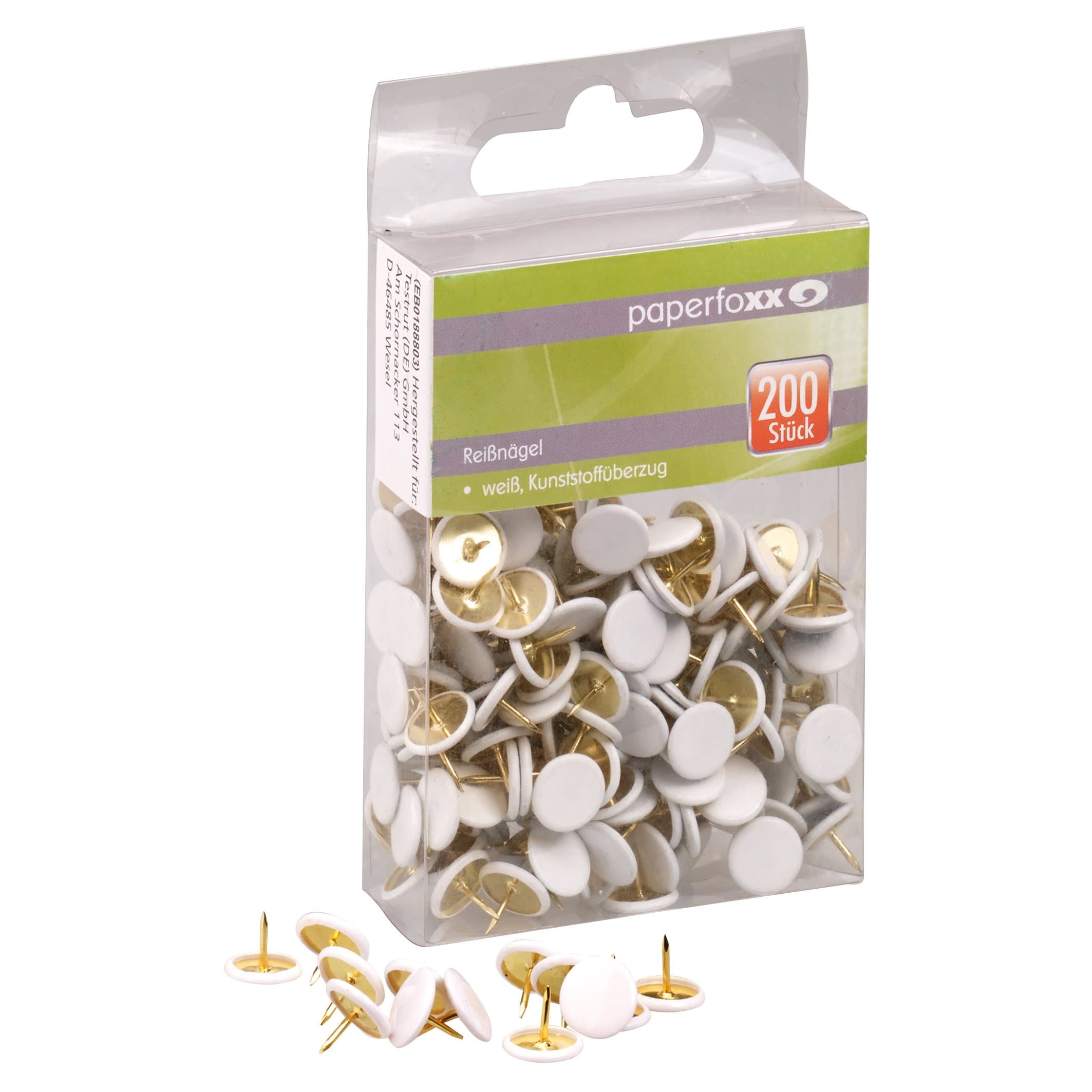 Paperfoxx Thumbtacks Clips - White (Pack of 200)