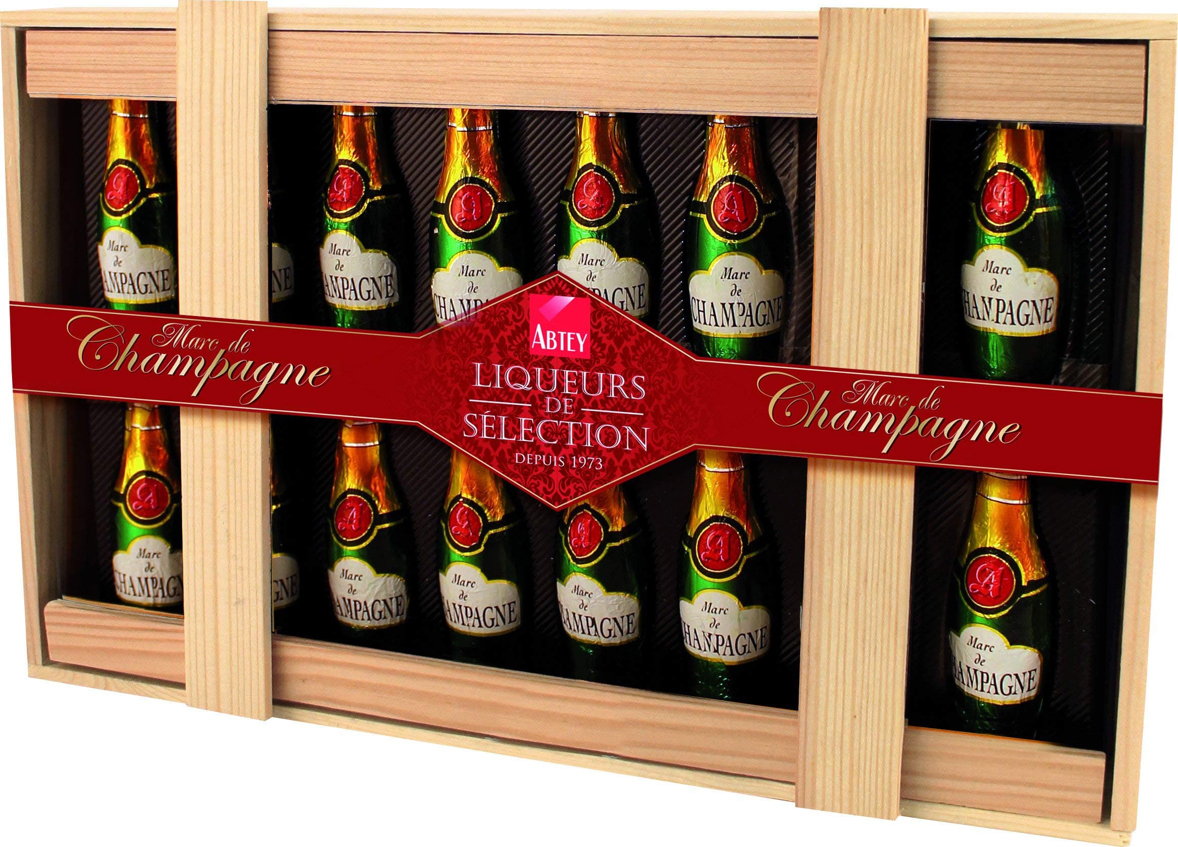 Abtey Chocolaterie Wooden Box Marc De Champagne 205 g