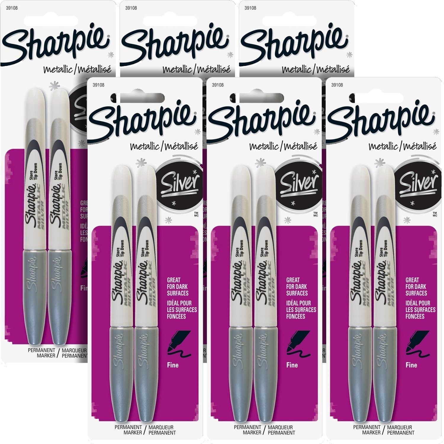 Sharpie Metallic Fine Point Permanent Markers, 2-Count #39108PP (3-Pack)