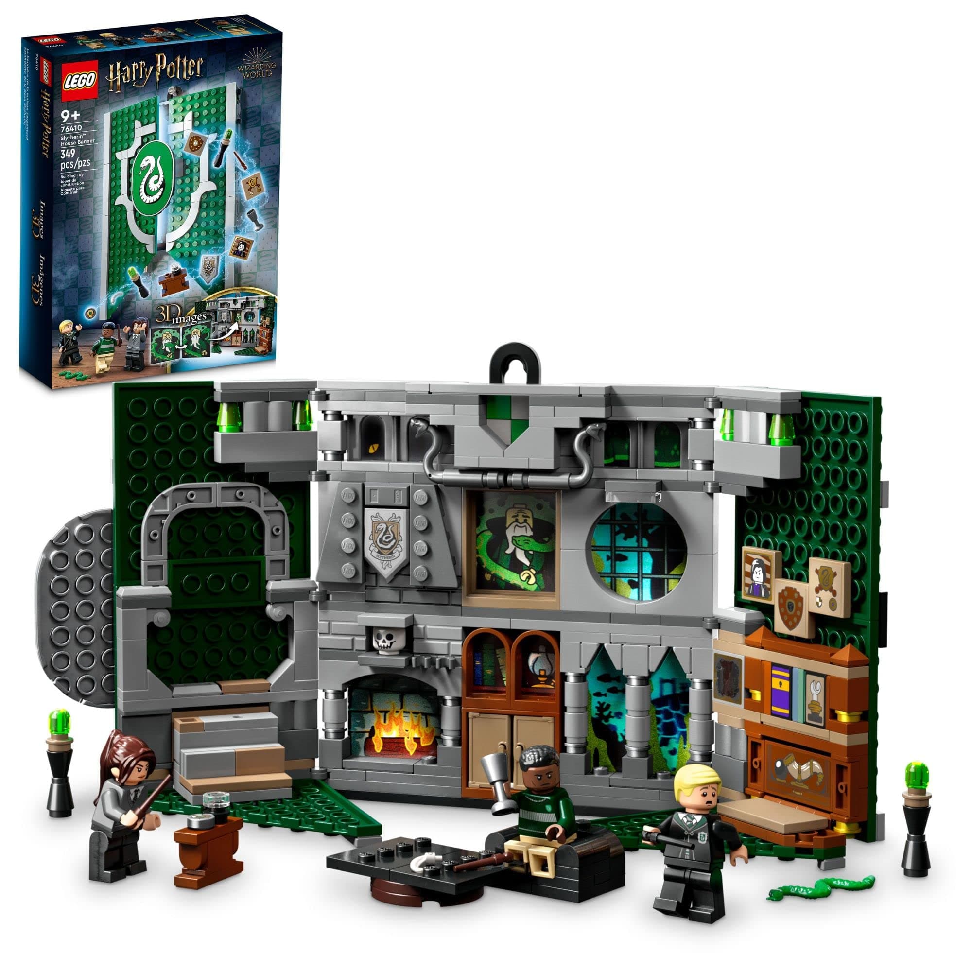 Harry Potter Slytherin House Banner Building Set 76410 - Hogwarts Castle Common Room Toy or Wall Display, Collectible Harry Potter Gift Idea for Boys, Girls and Kids with Draco Malfoy Minifigure