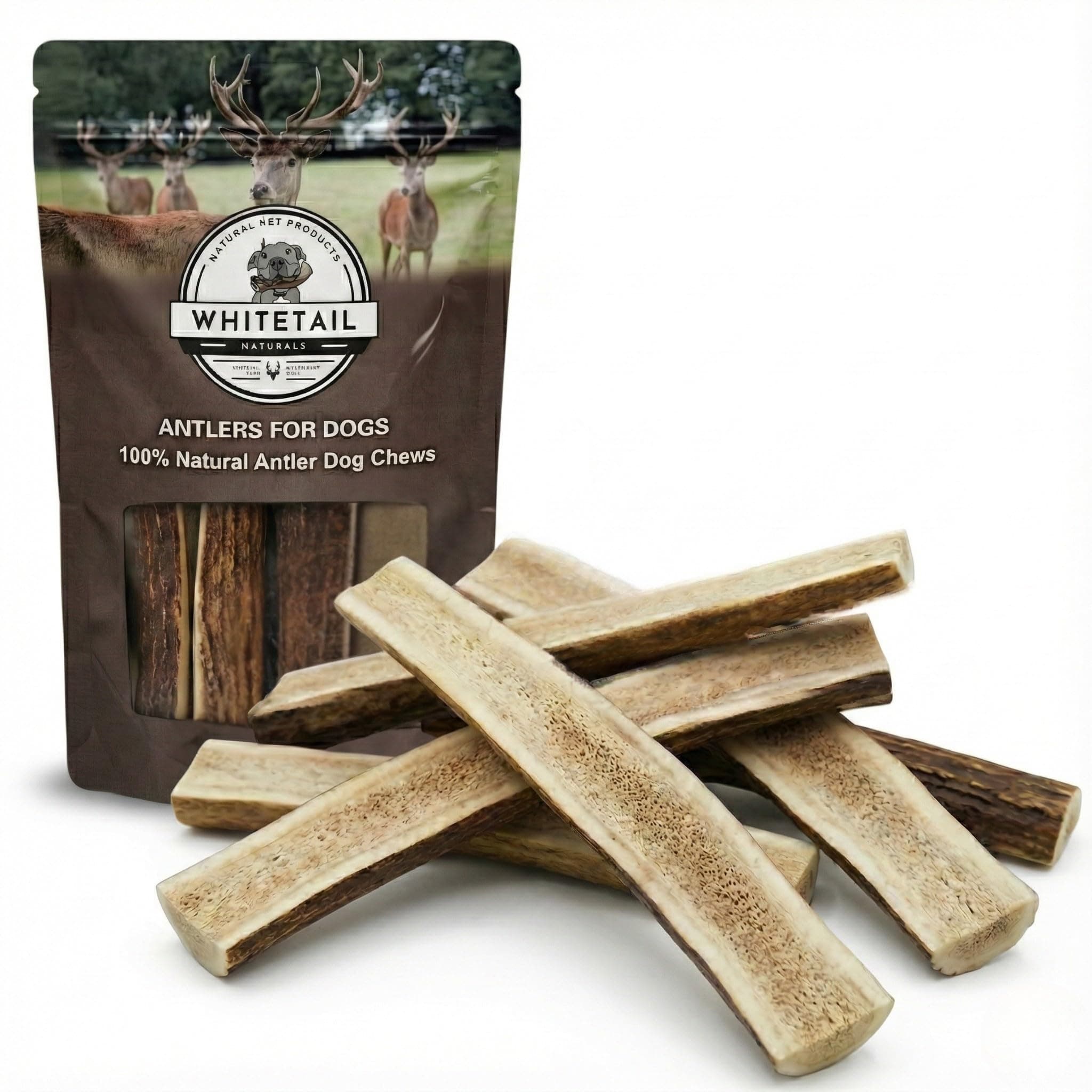 WhiteTail Naturals | USA Prime Split Cut Elk Antlers for Dogs (1 Pound Pack) Natural Dog Chews | Naturally Shed Antler Dog Horn | Long Lasting Dog Chew Bone for All Breed Sizes & Teething Puppies