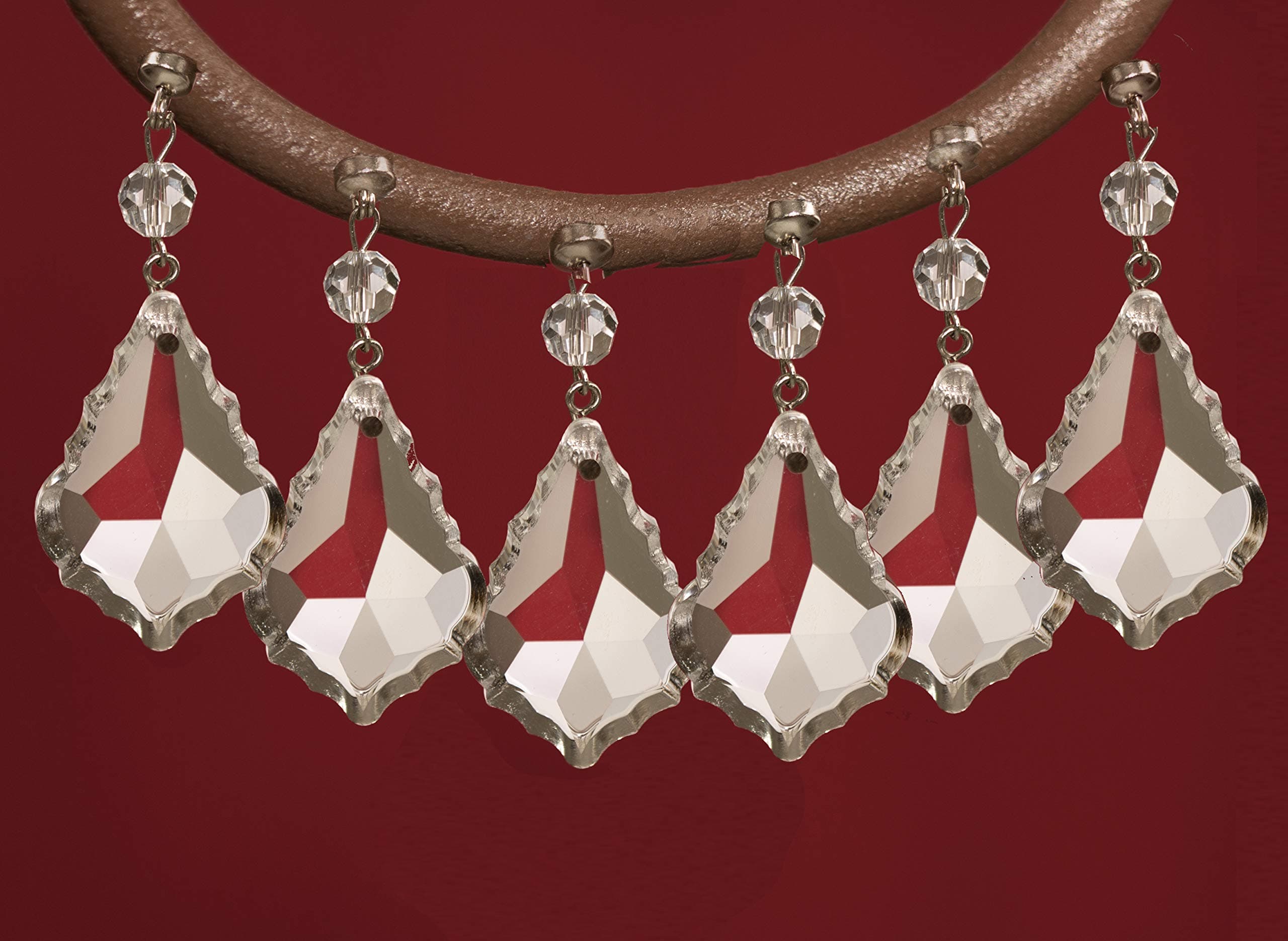 MagTrim® (Set/6) MAGNETIC CHANDELIER CRYSTALS - MAGNETIC LAMP SHADE CRYSTALS - 2" CLEAR CRYSTAL PENDALOGUE DROP -Replacement Chandelier Crystals, Lamp Shade Crystals, Crystals for Chandeliers