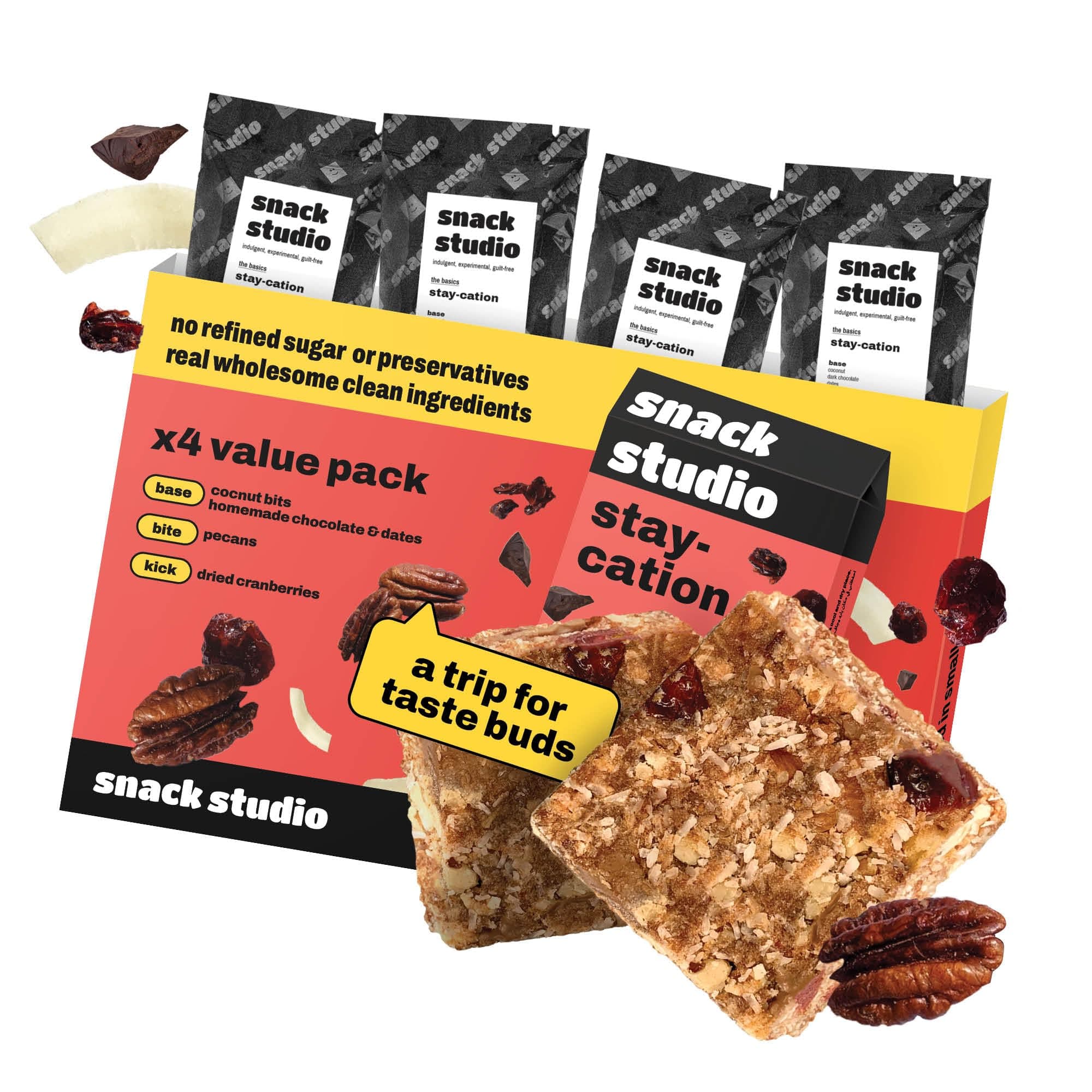 snack studio stay-cation [healthy & natural snack bar] [40g x 4 pack]